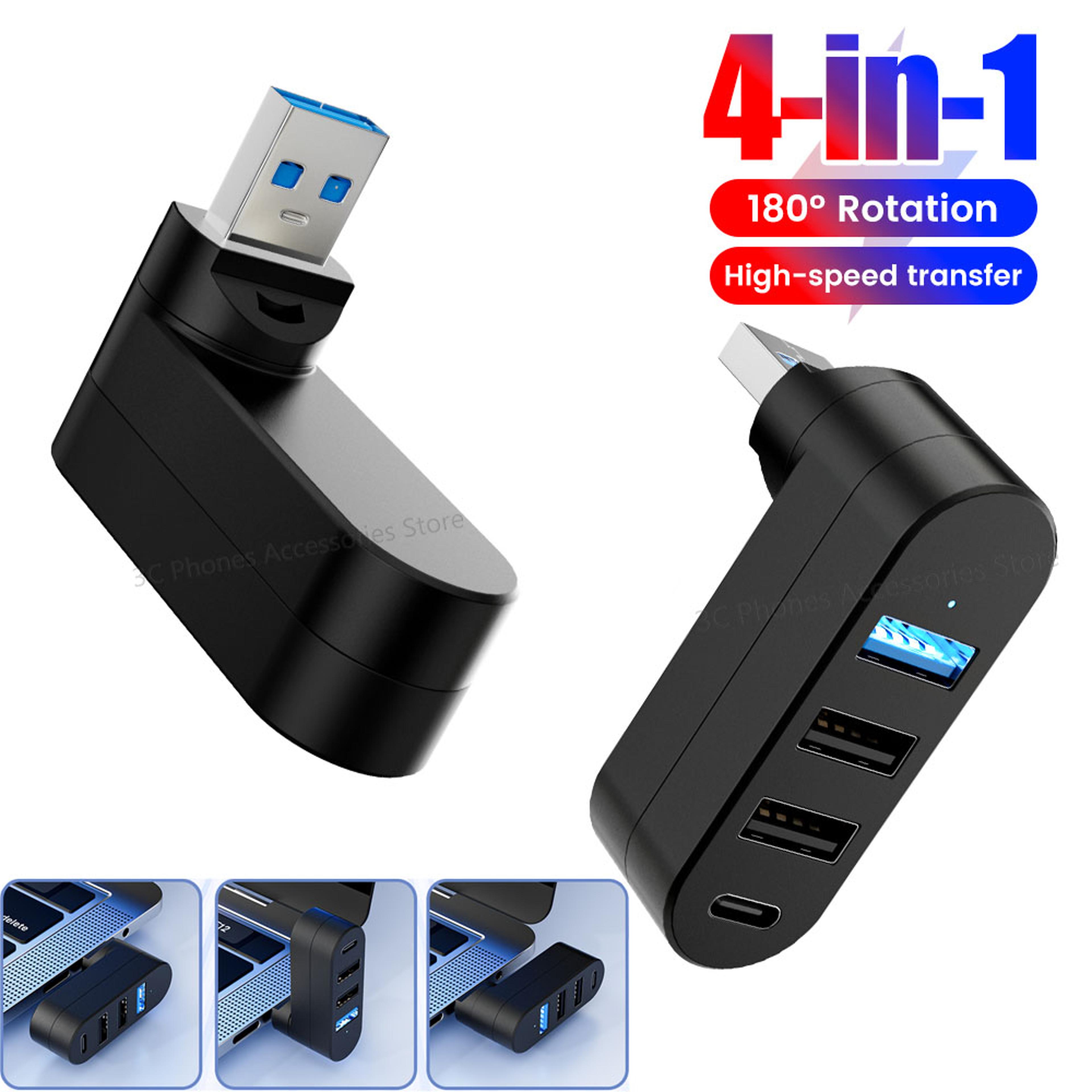 180° rotatable 4-port usb hub with usb 3.0 and type-c options