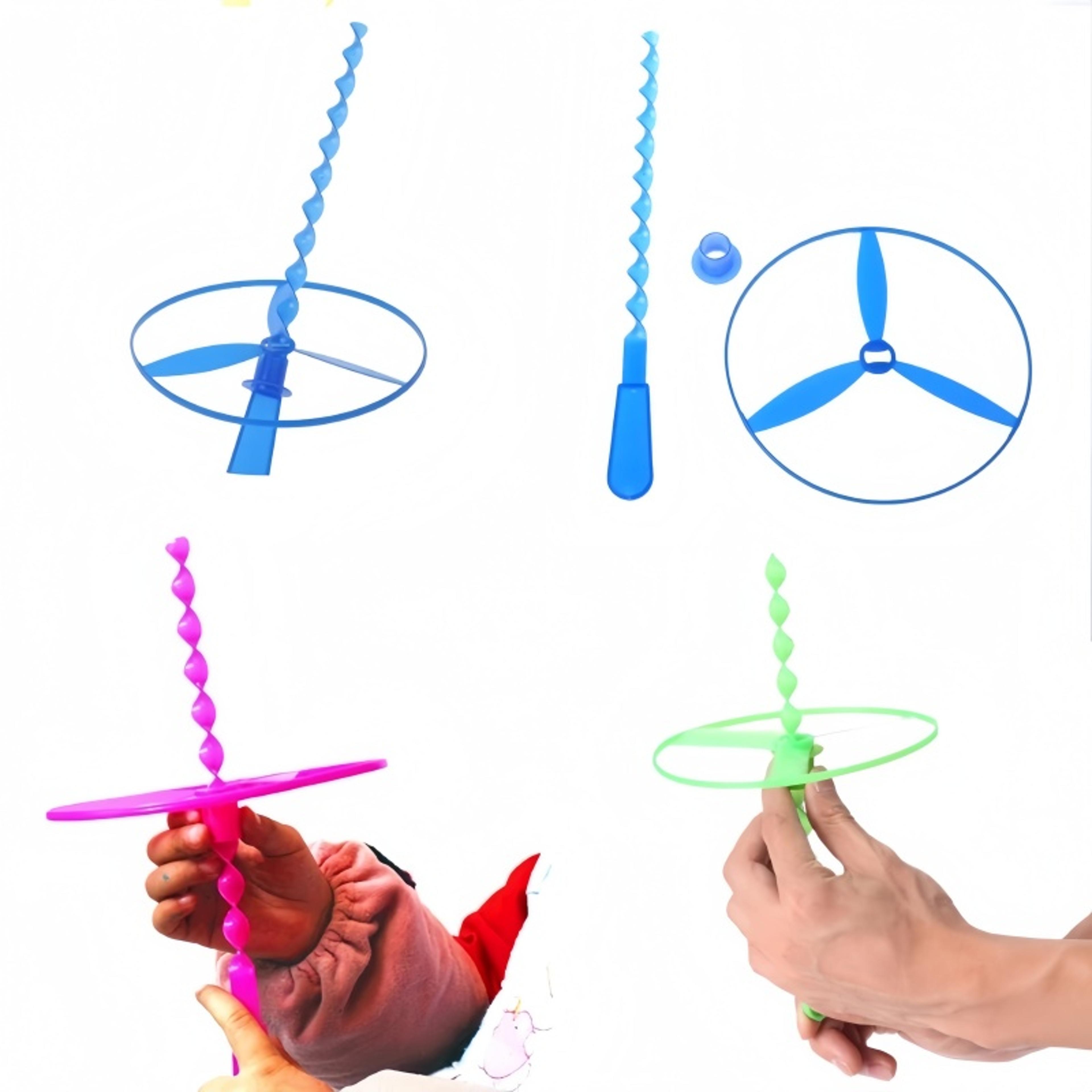 38-piece flying bamboo dragonfly helicopter toy set with manual spinning propellers