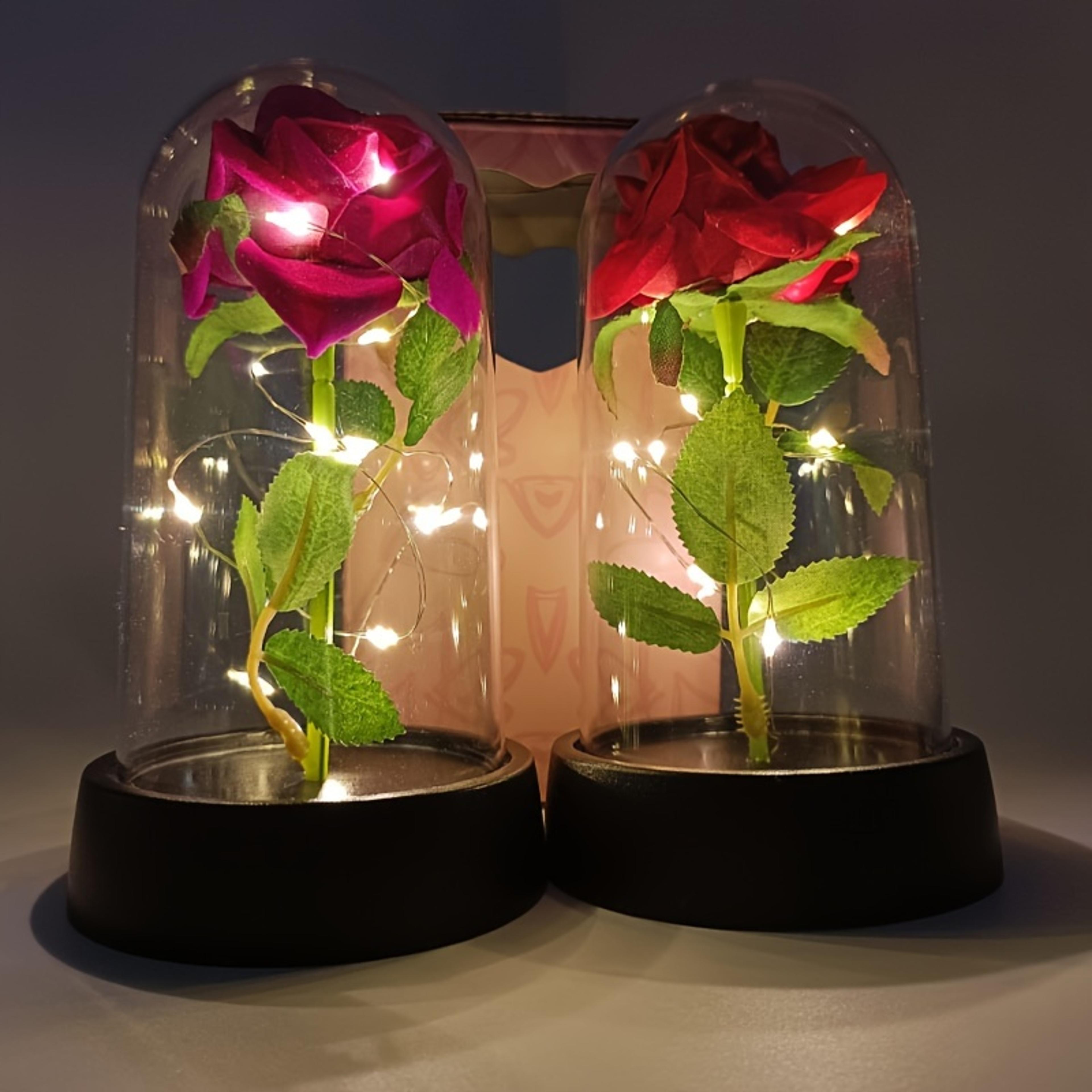 eternal rose flower with colorful built-in lights for romantic gift & home decor
