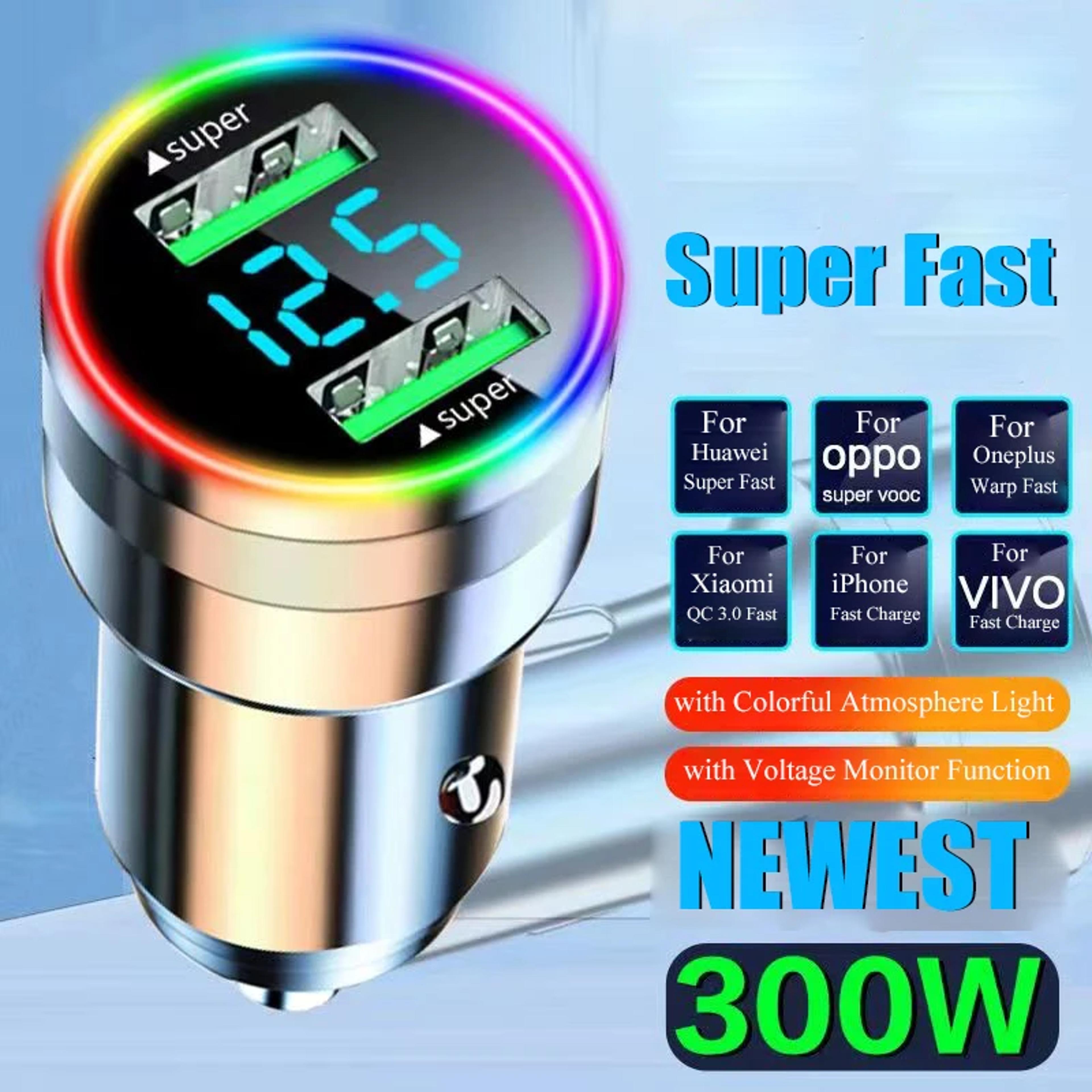 Dual Port USBC Car Charger With USB Fast Charging 1