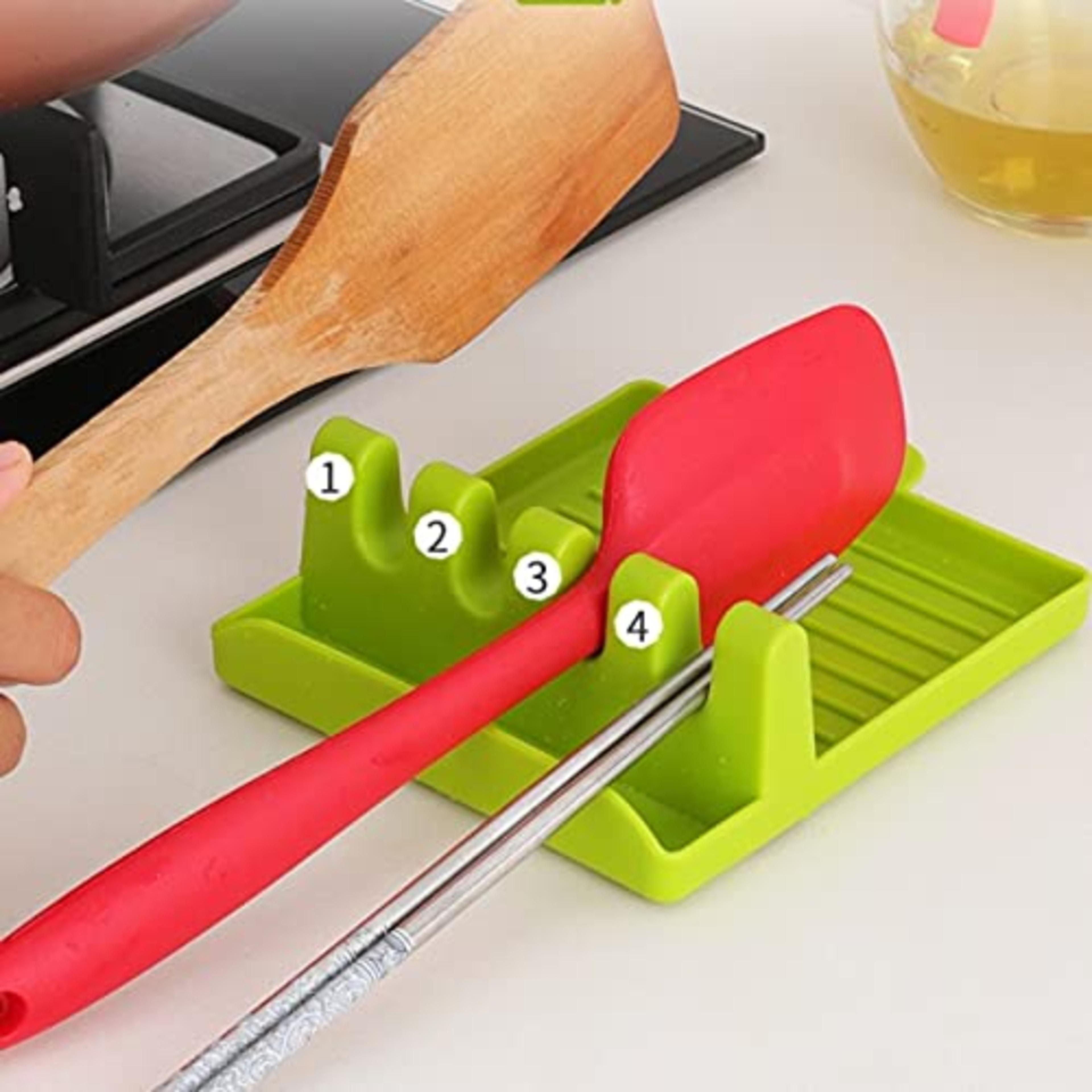 kitchen spoon rest and pot lid holder countertop utensil rack