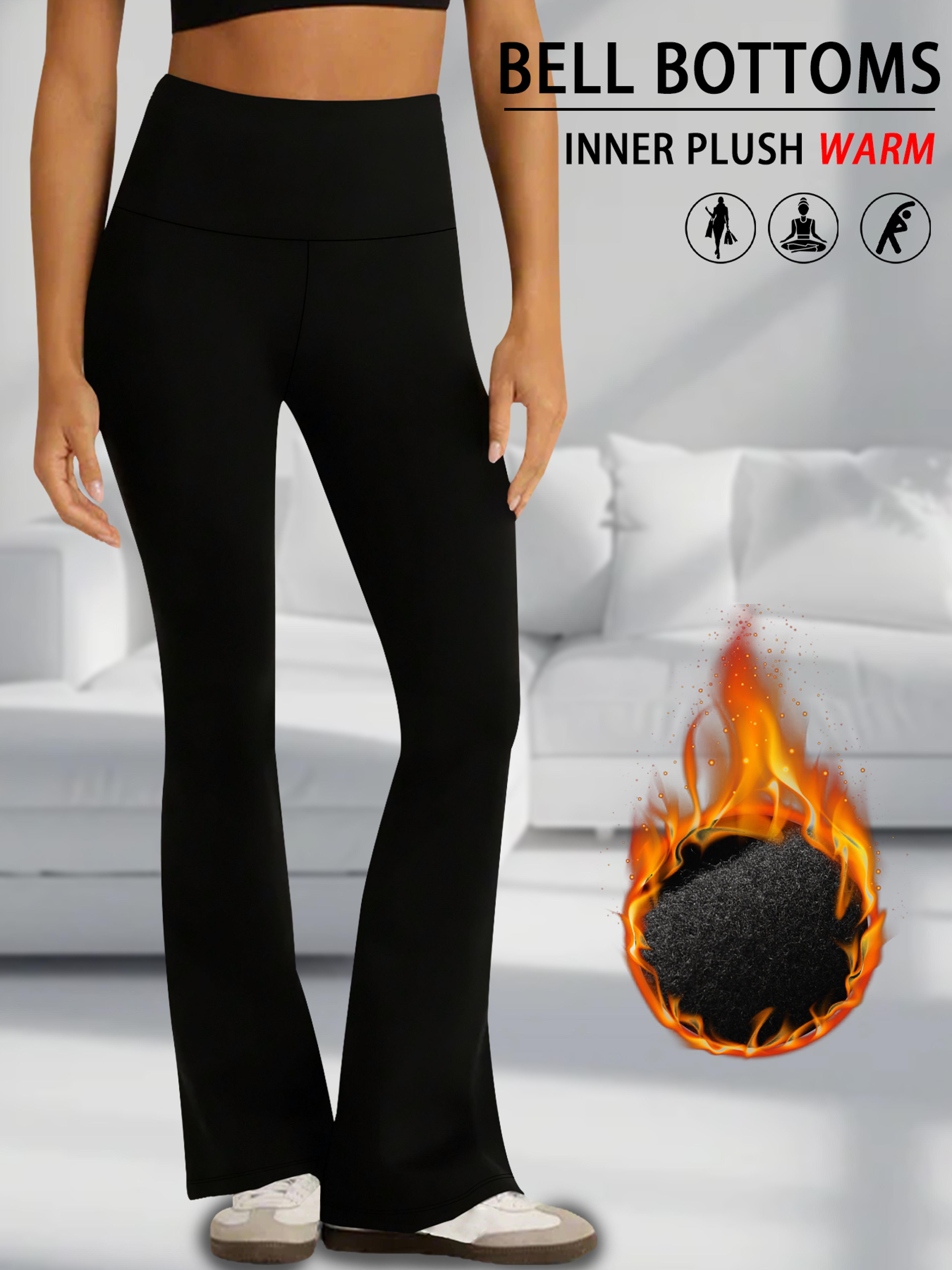 women's high waisted fleece flare leggings with tummy control