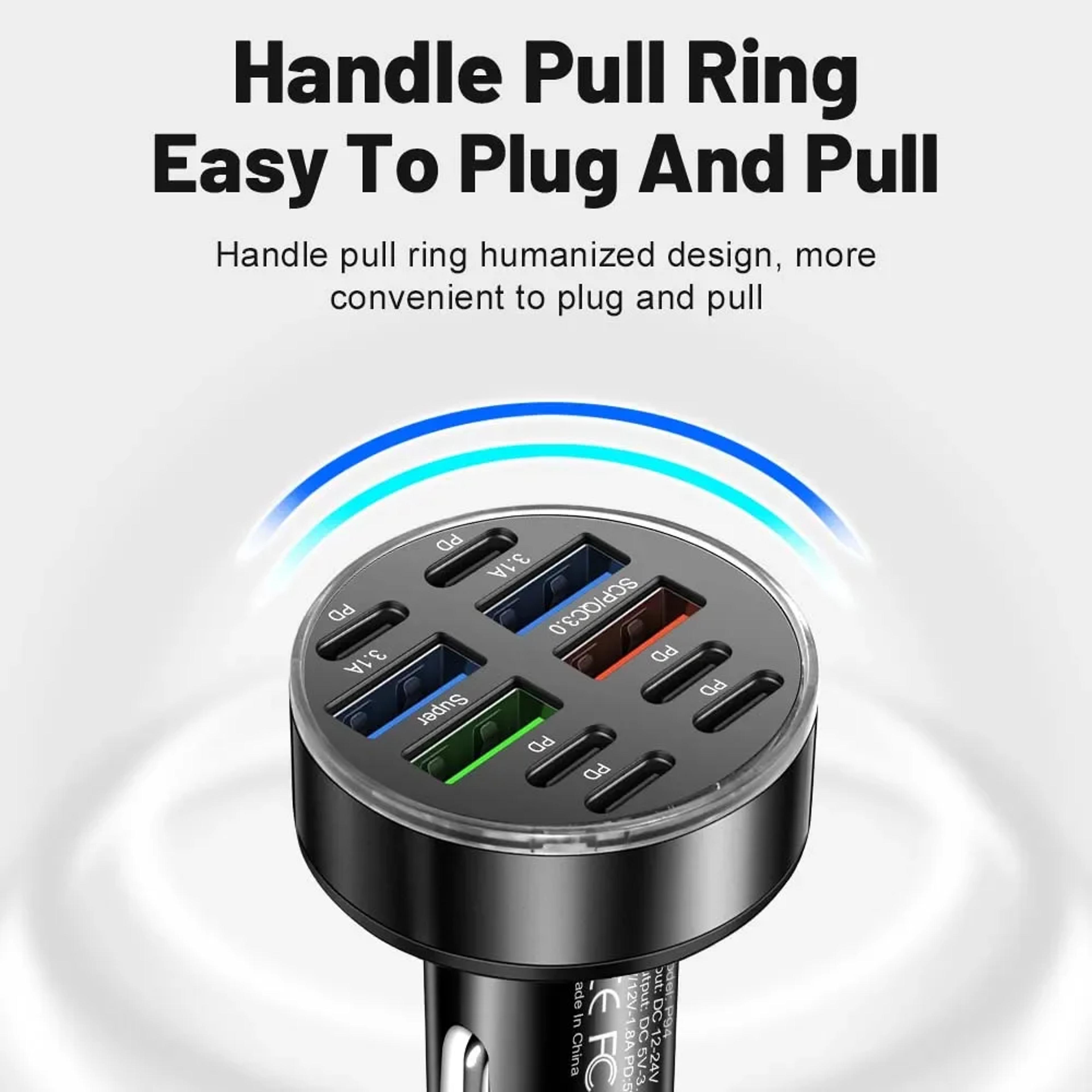 350W 10Port USB C Car Charger With PD And QC30 Fast Charging 4