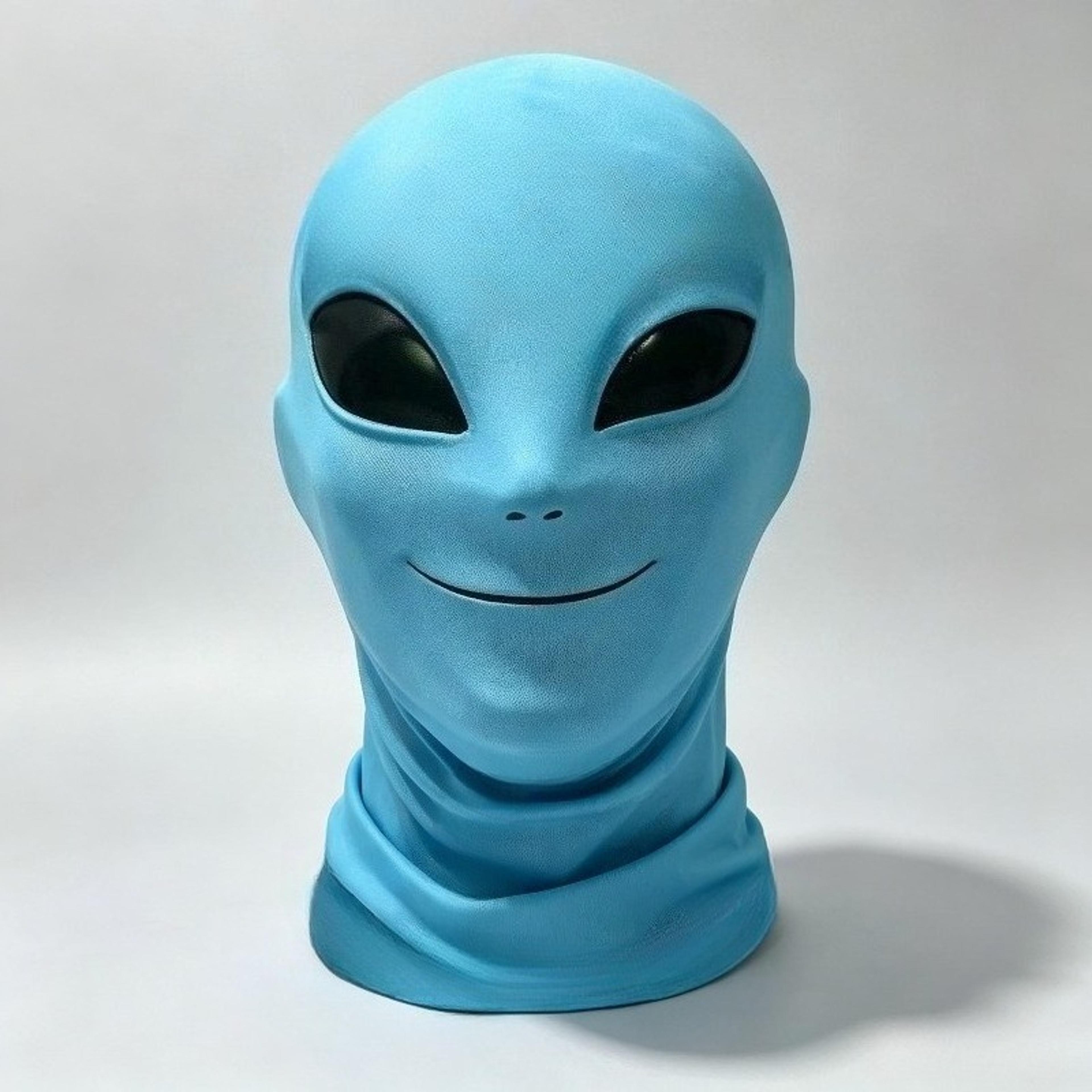 blue alien hood nylon mesh halloween cosplay mask