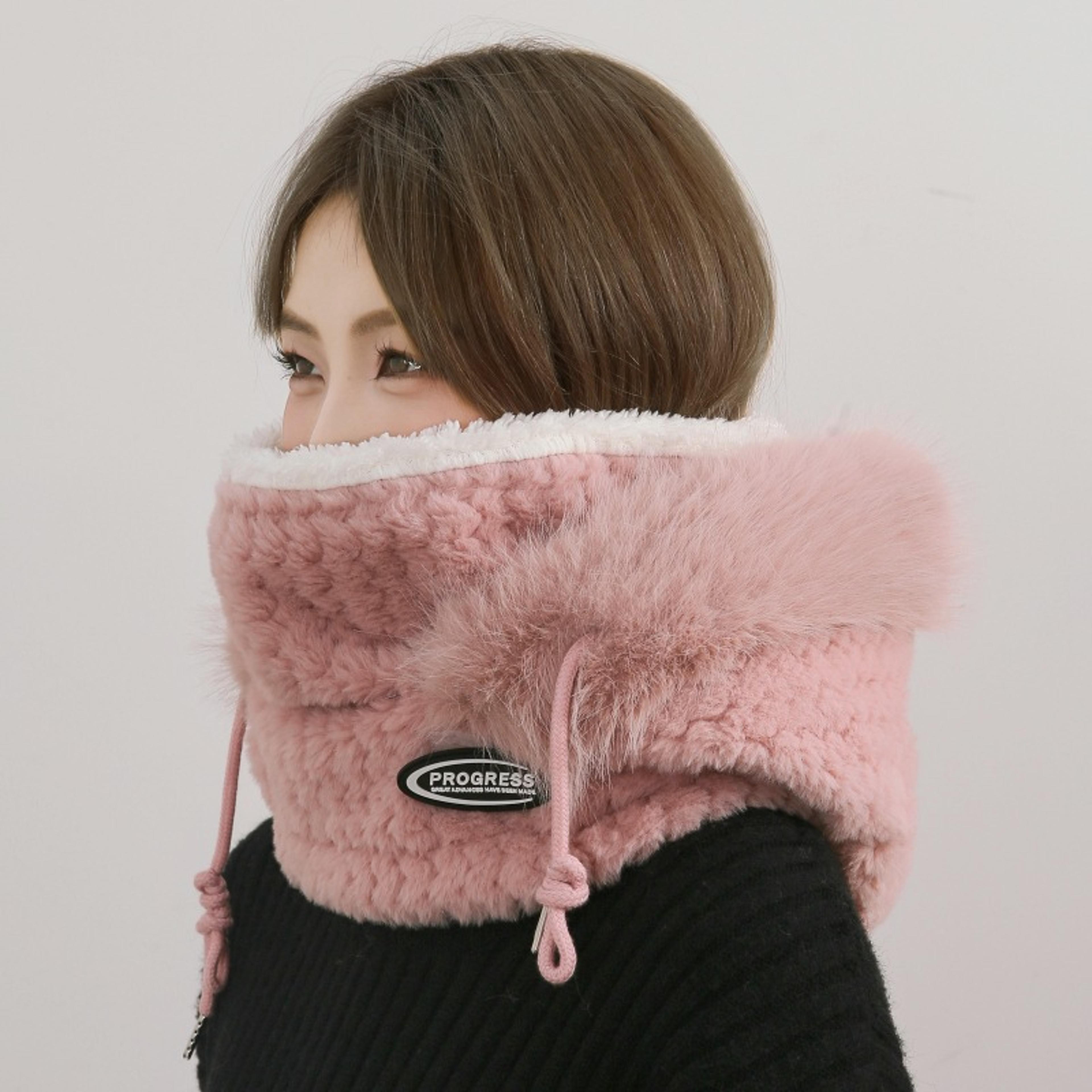 Womens Thermal Plush Hood Hat Scarf And Face Mask For Winter Outdoor Wear 2