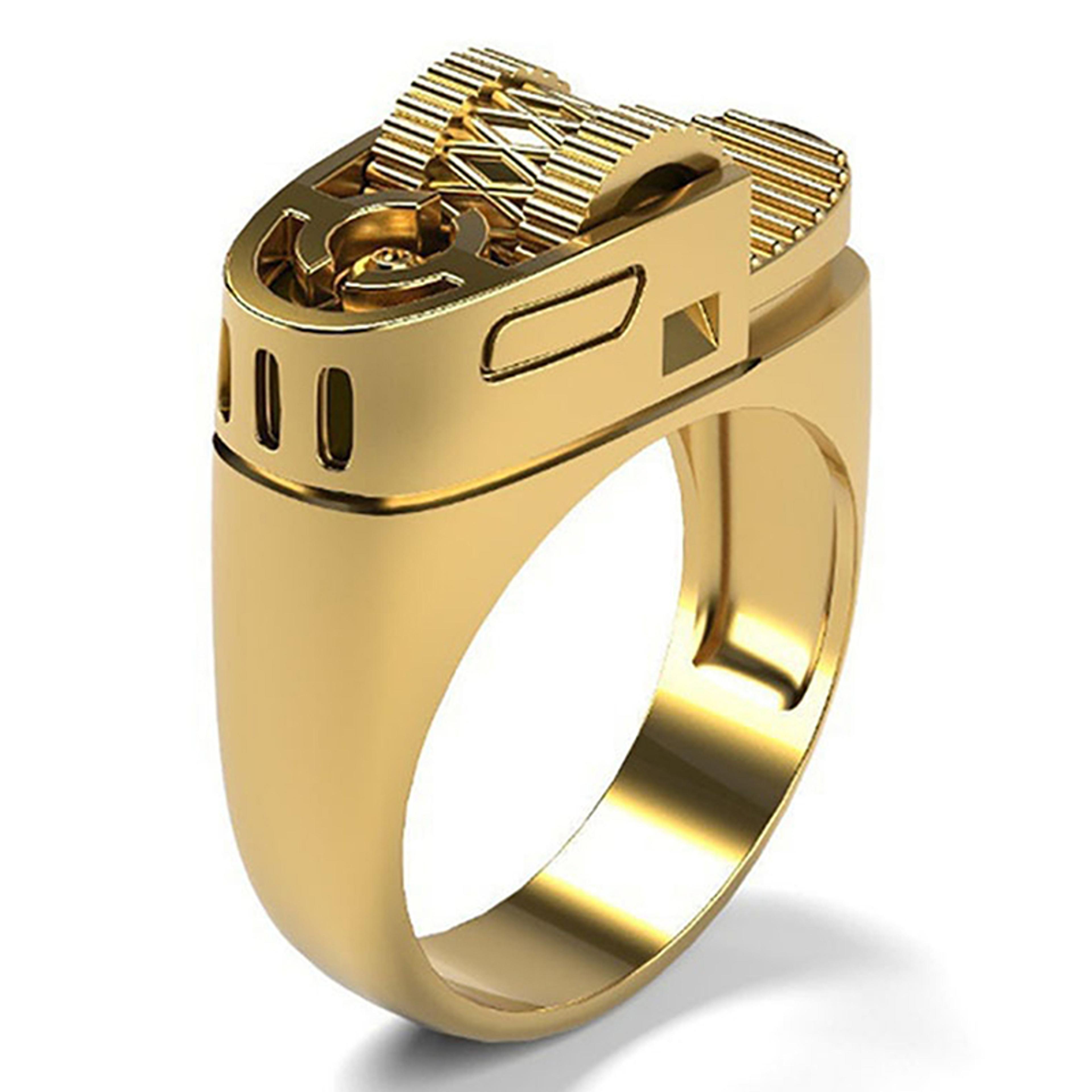 Vintage Lighter Ring Unisex Punk Hip Hop Jewelry In Gold Or Silver Color 2