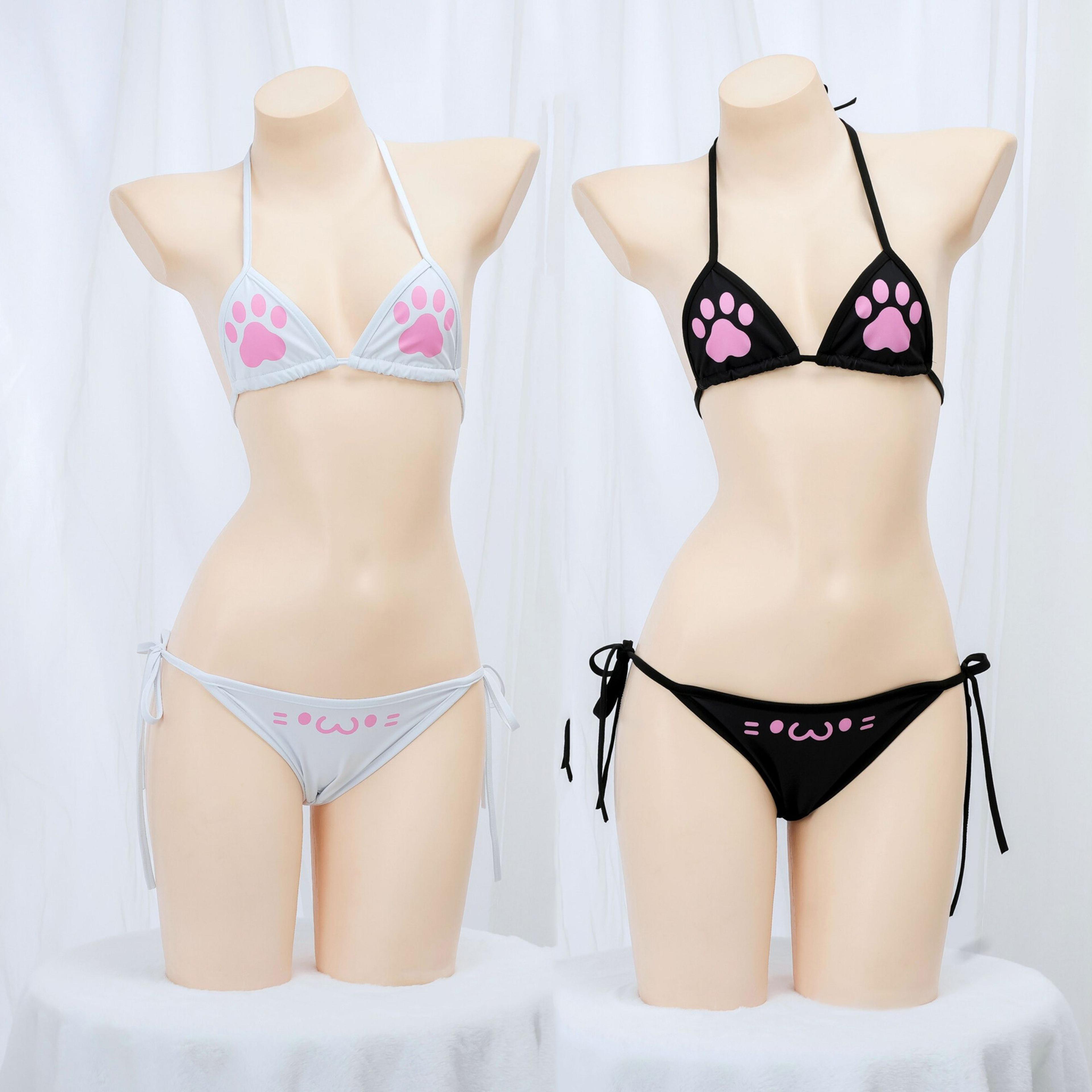 Kawaii Cat Paw Micro Bikini Set For Women AnimeInspired Backless Costume 1