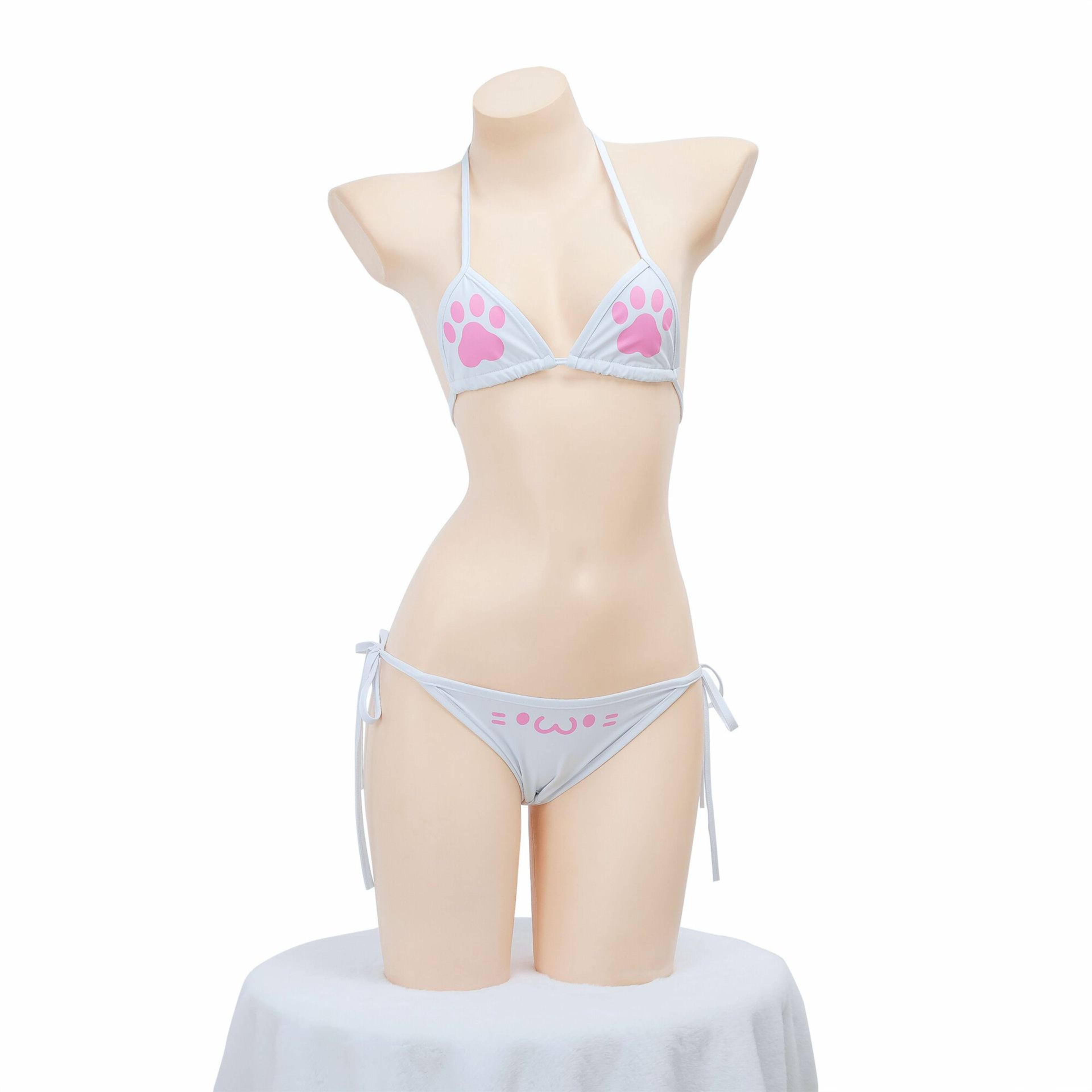 Kawaii Cat Paw Micro Bikini Set For Women AnimeInspired Backless Costume 3