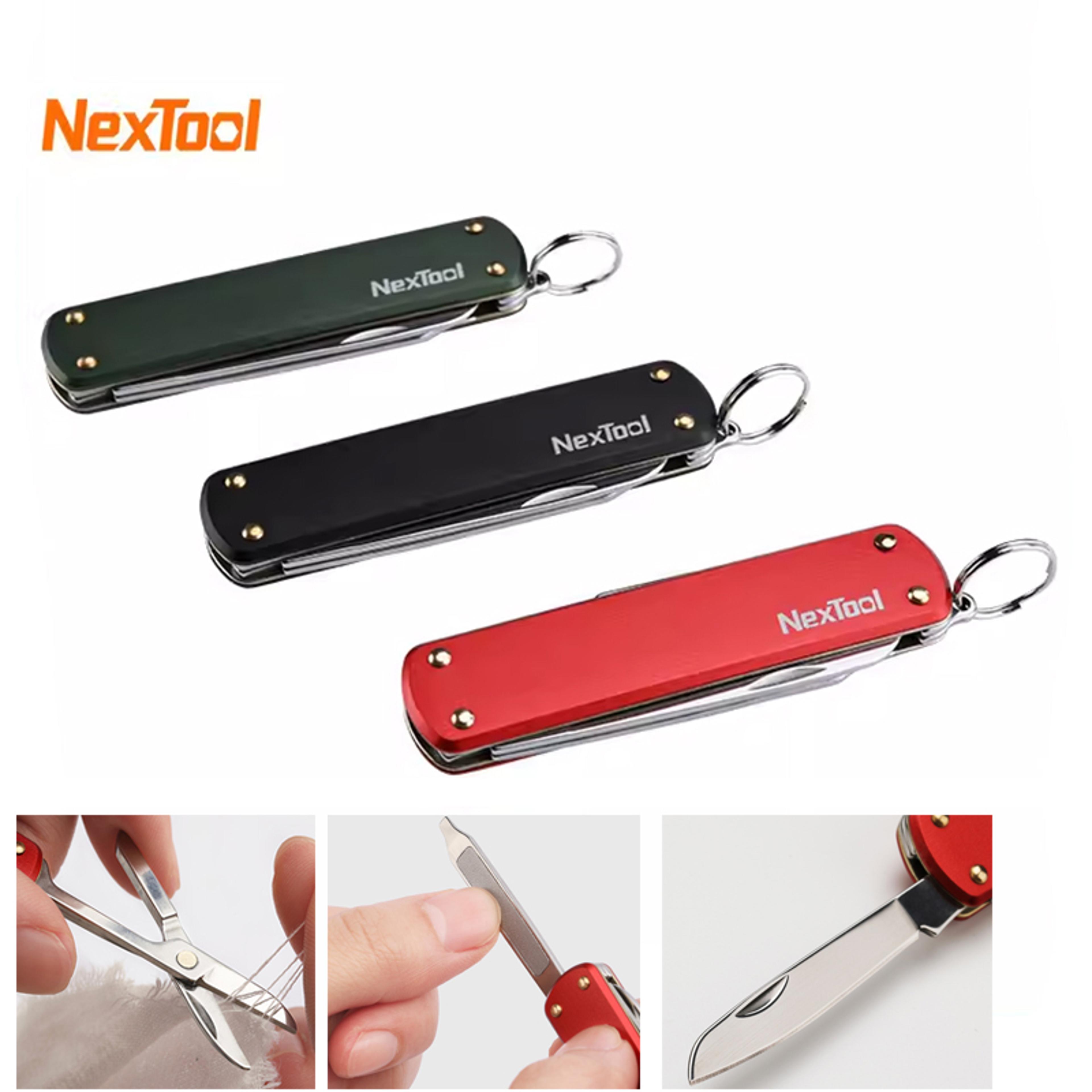 mini folding pocket multitool with knife scissors and screwdriver keychain design