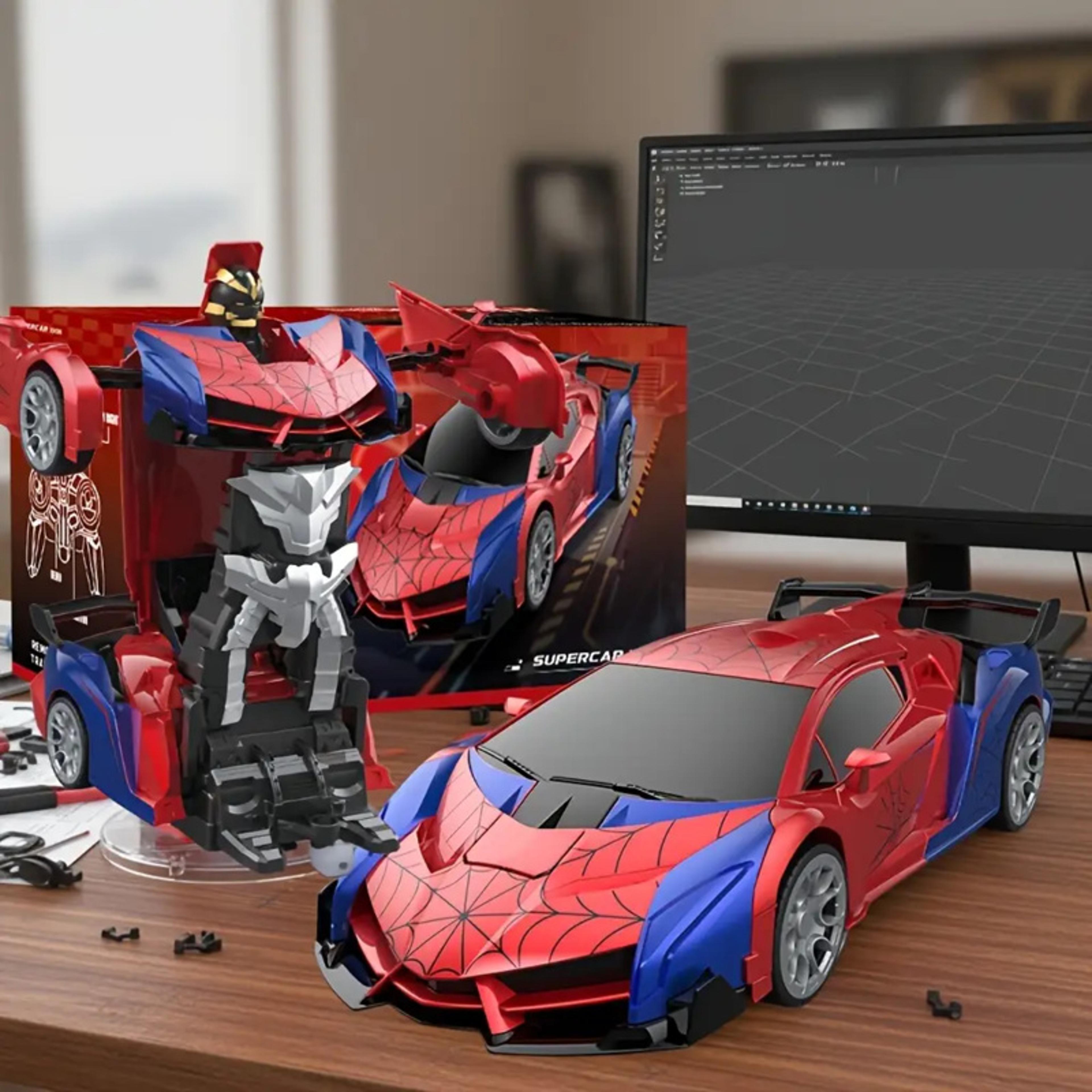 scale transforming rc car with 360° spins led lights and 2.4ghz remote control