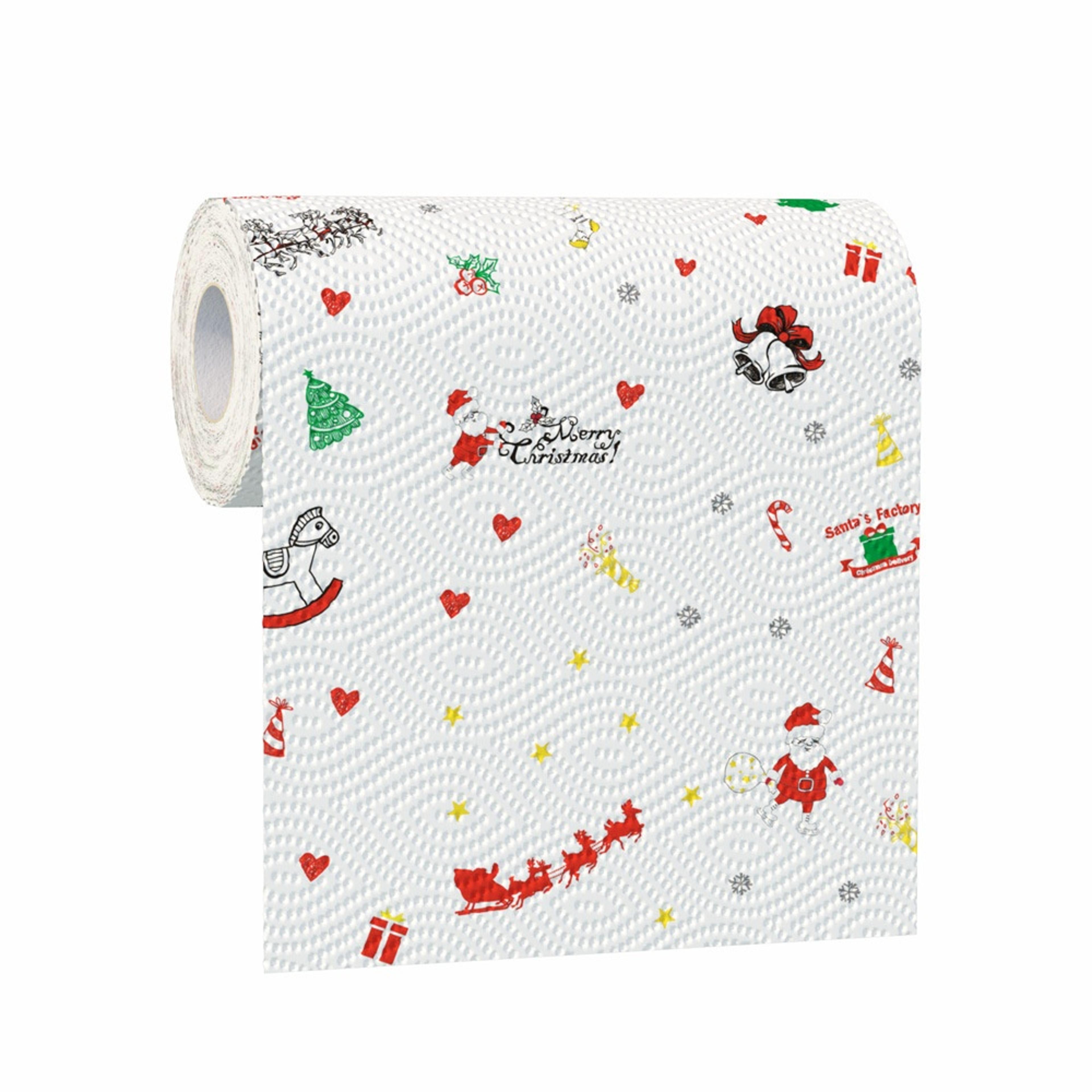Christmas Kitchen Paper Roll  3Layer Disposable Cleaning Cloths 48 Sheets 9