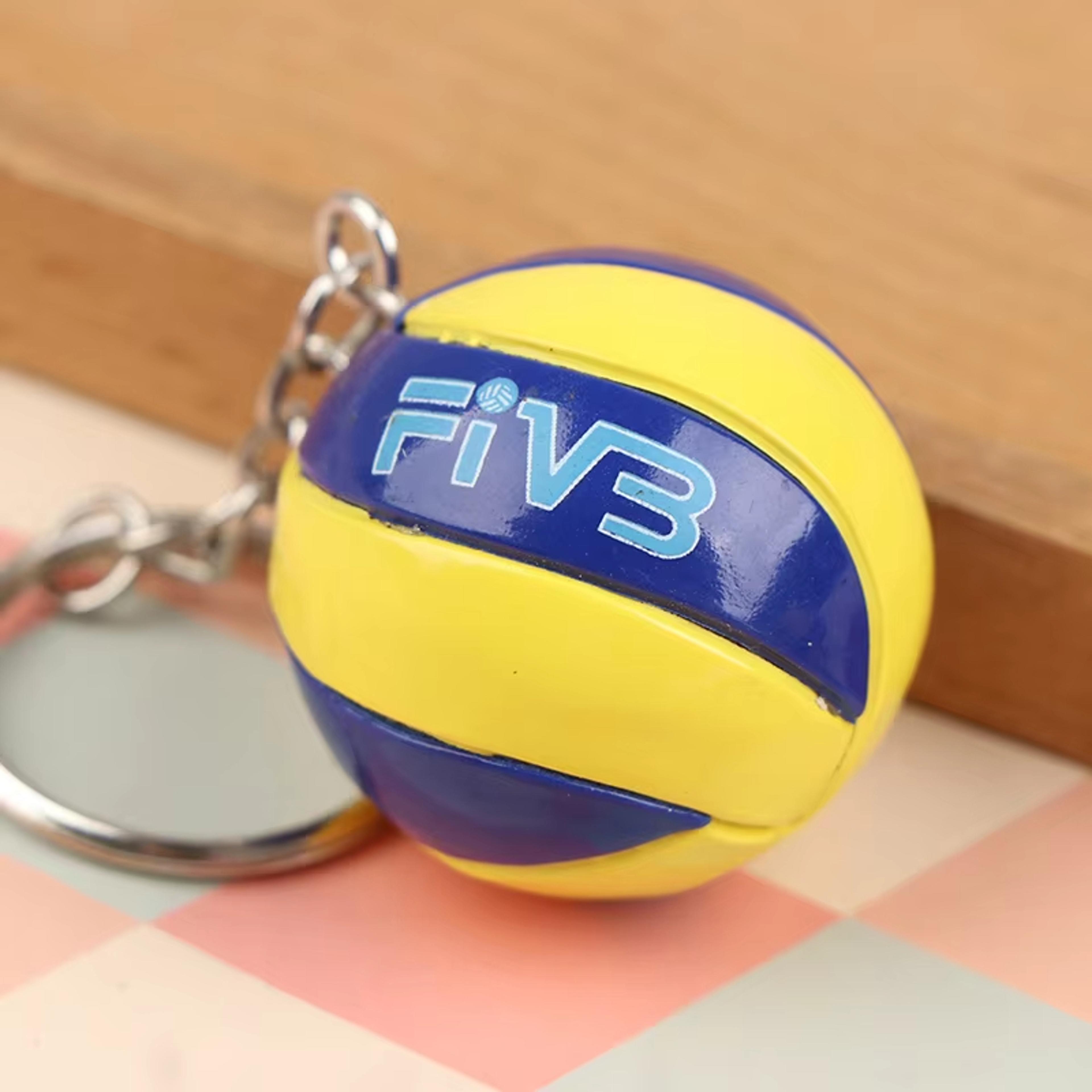 Mini Volleyball Keychain Sports Ball Bag Charm With Zinc Alloy Split Ring 3