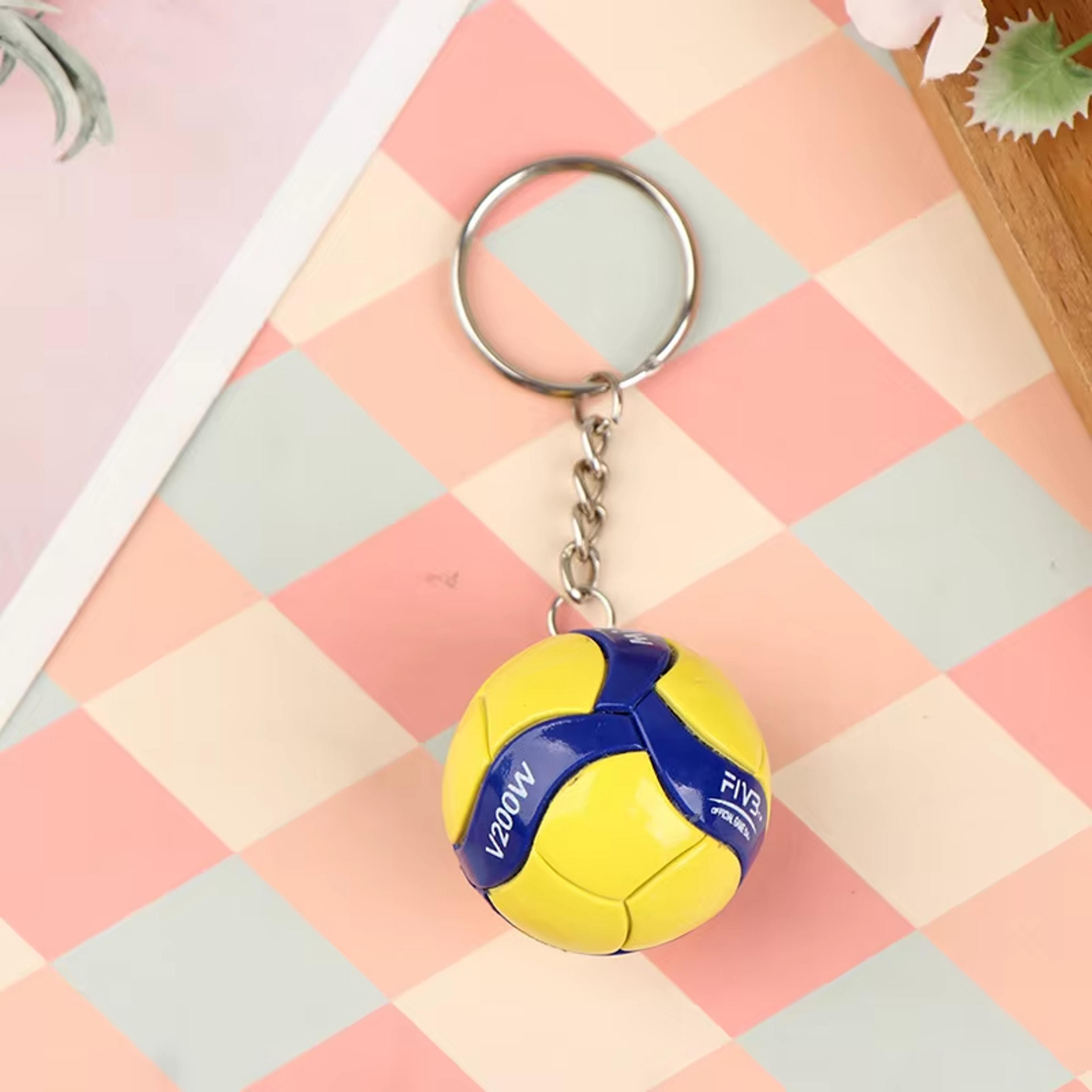 Mini Volleyball Keychain Sports Ball Bag Charm With Zinc Alloy Split Ring 2