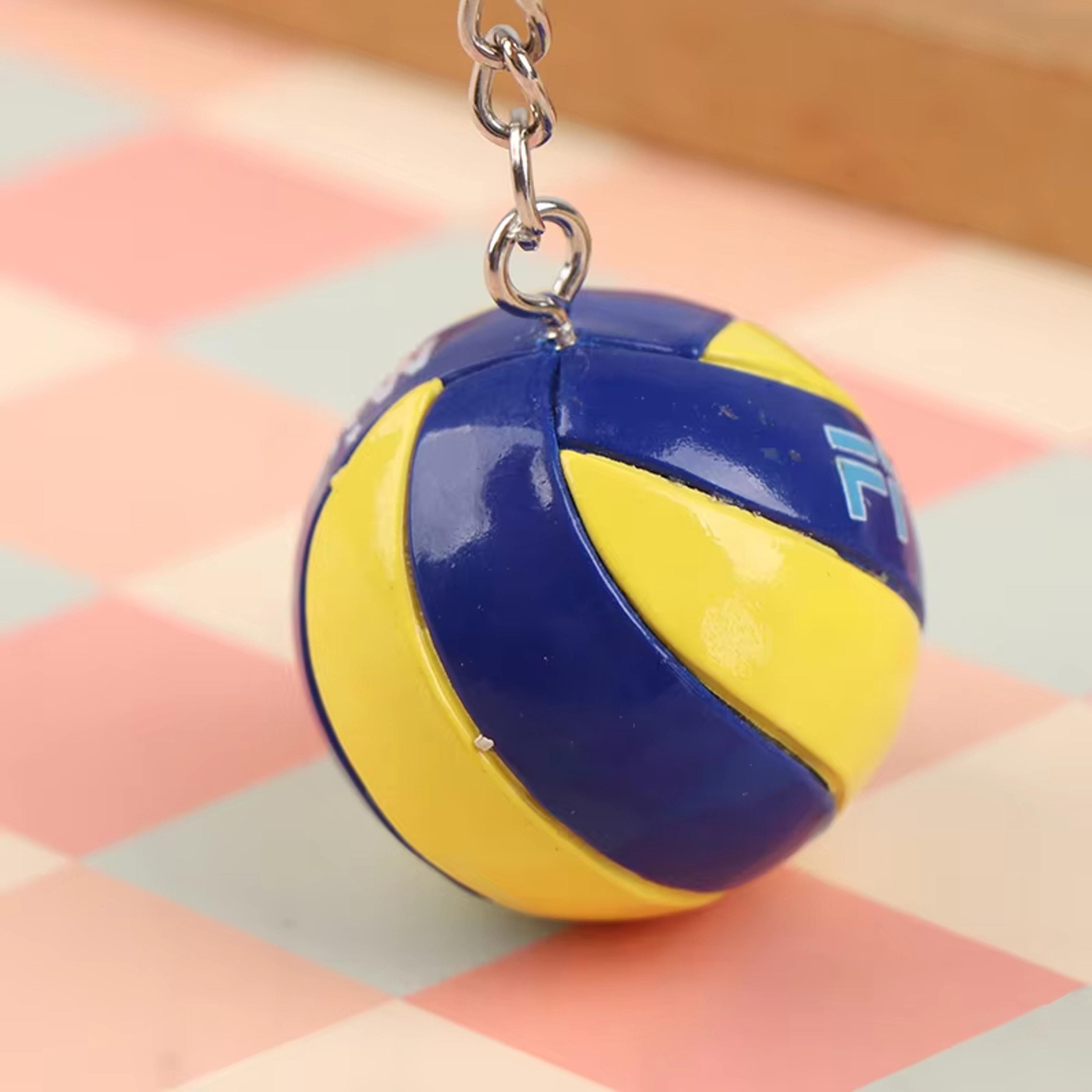 Mini Volleyball Keychain Sports Ball Bag Charm With Zinc Alloy Split Ring 4