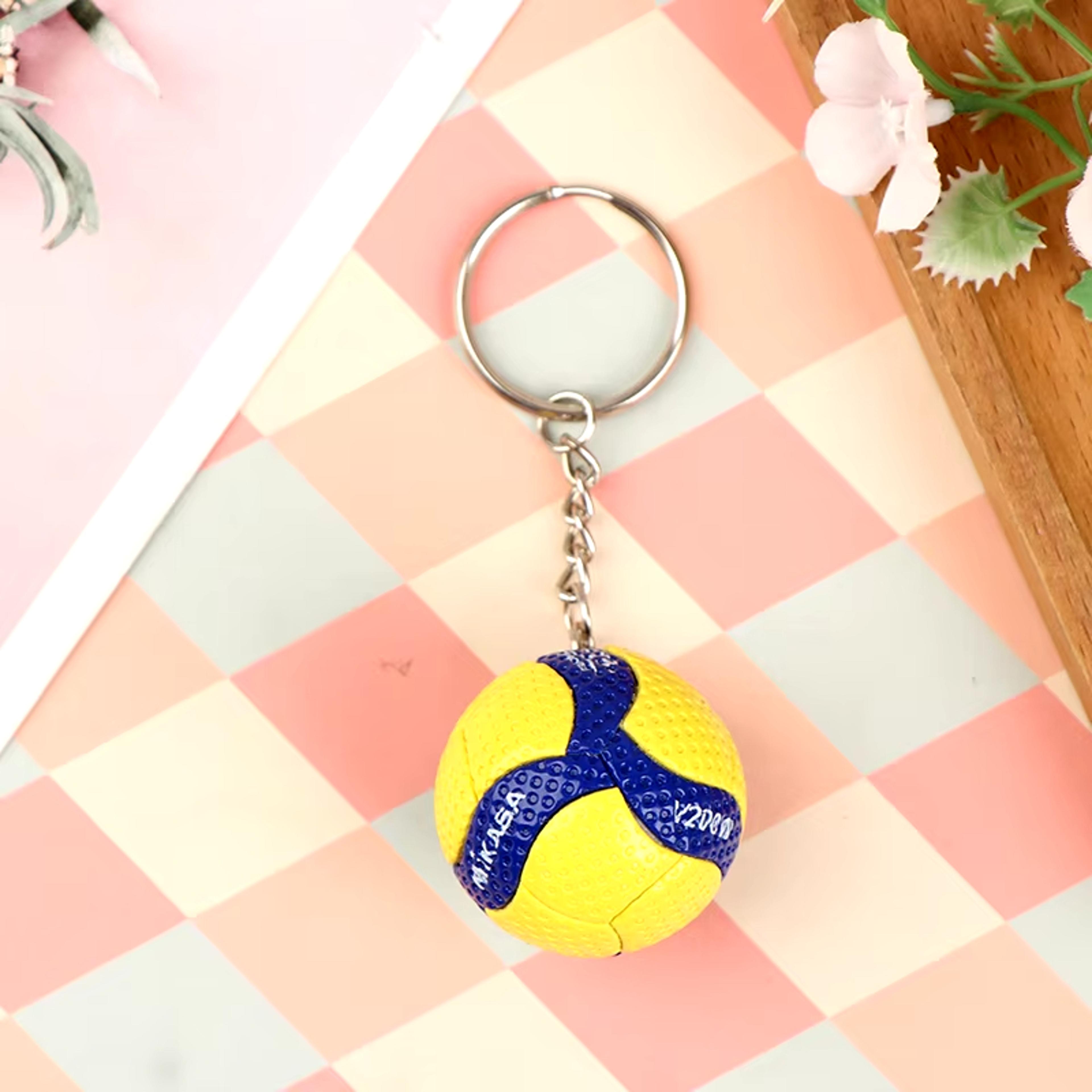 Mini Volleyball Keychain Sports Ball Bag Charm With Zinc Alloy Split Ring 8