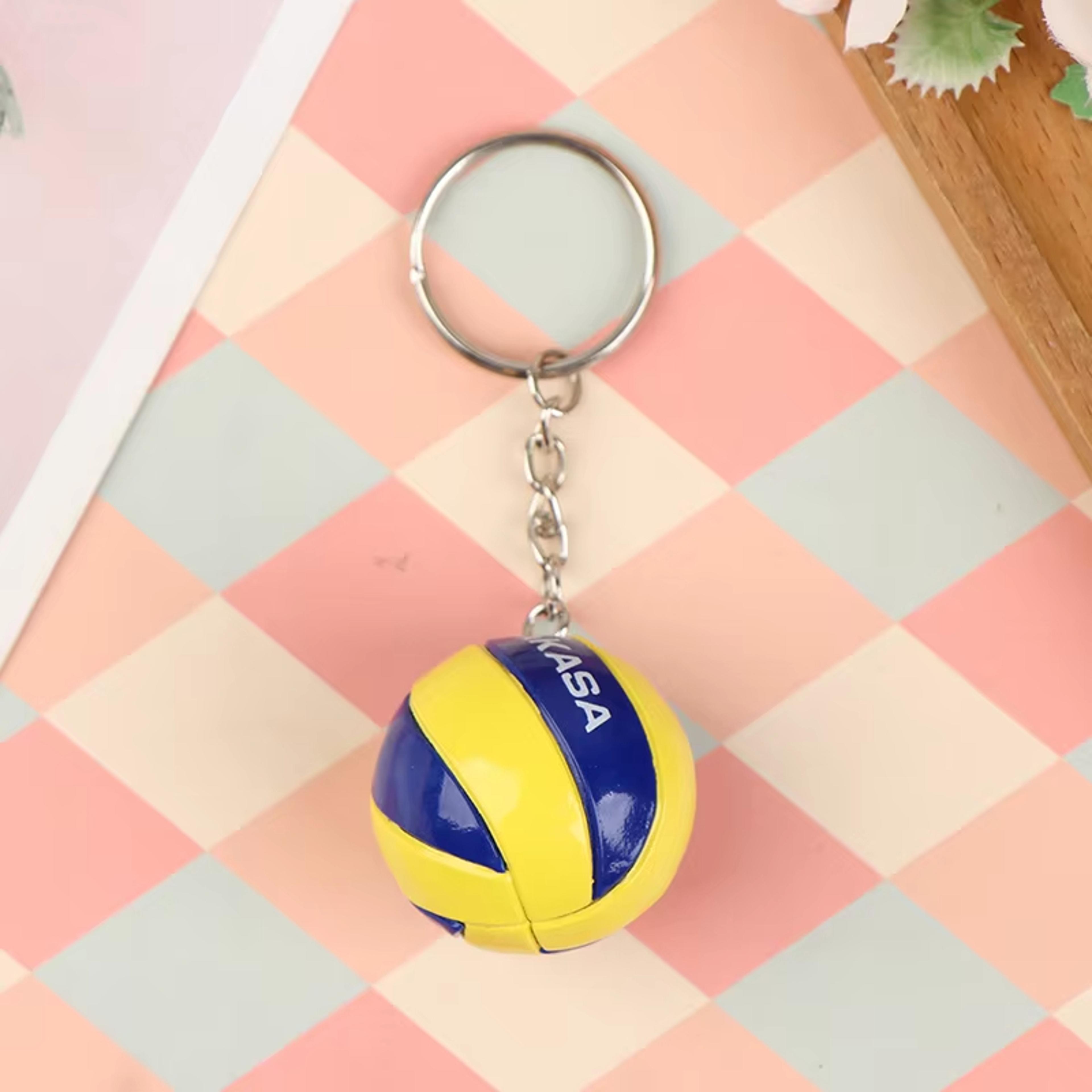 Mini Volleyball Keychain Sports Ball Bag Charm With Zinc Alloy Split Ring 9