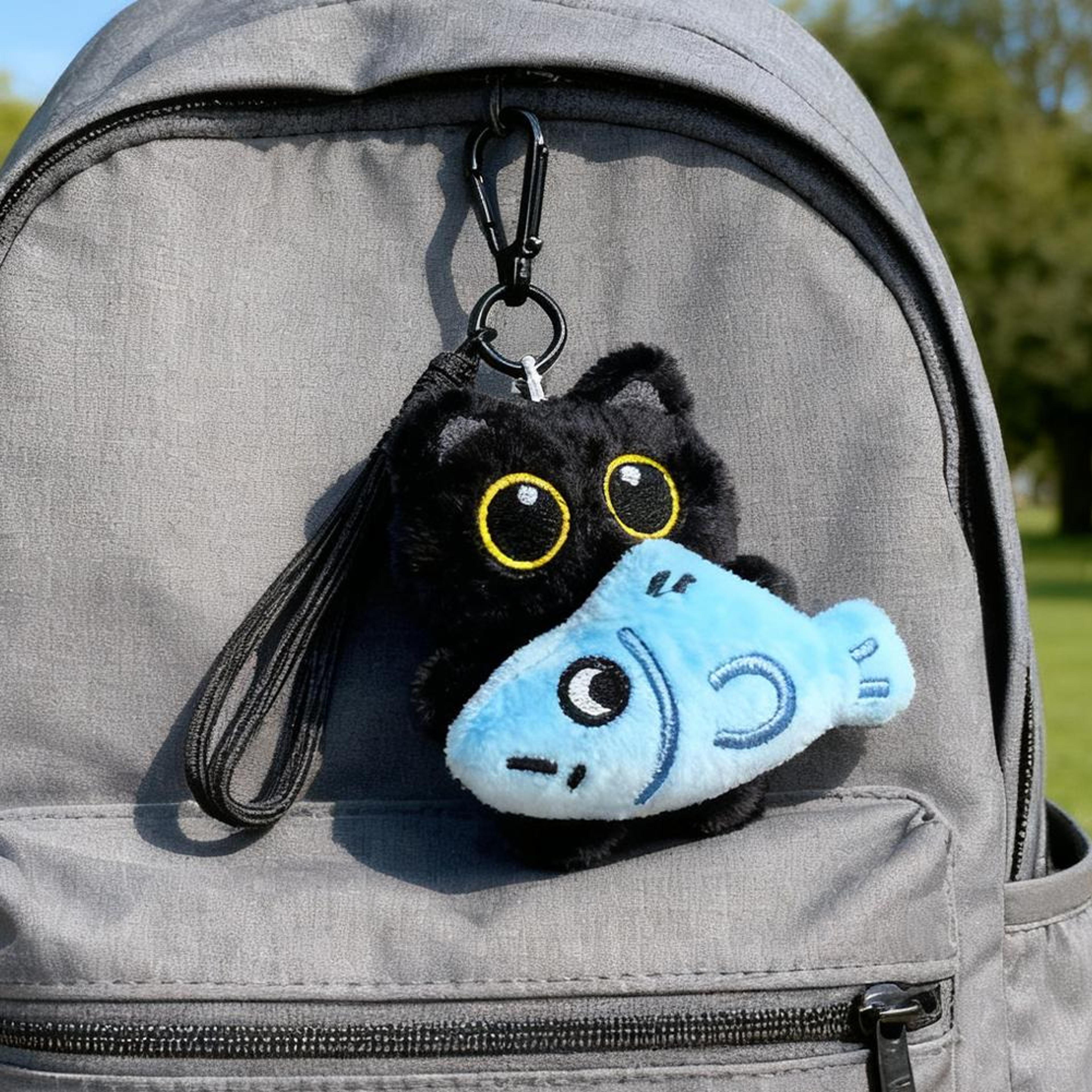 Cute Black Cat Plush Keychain Kawaii Cartoon Bag Charm And Keyring Accessory 3