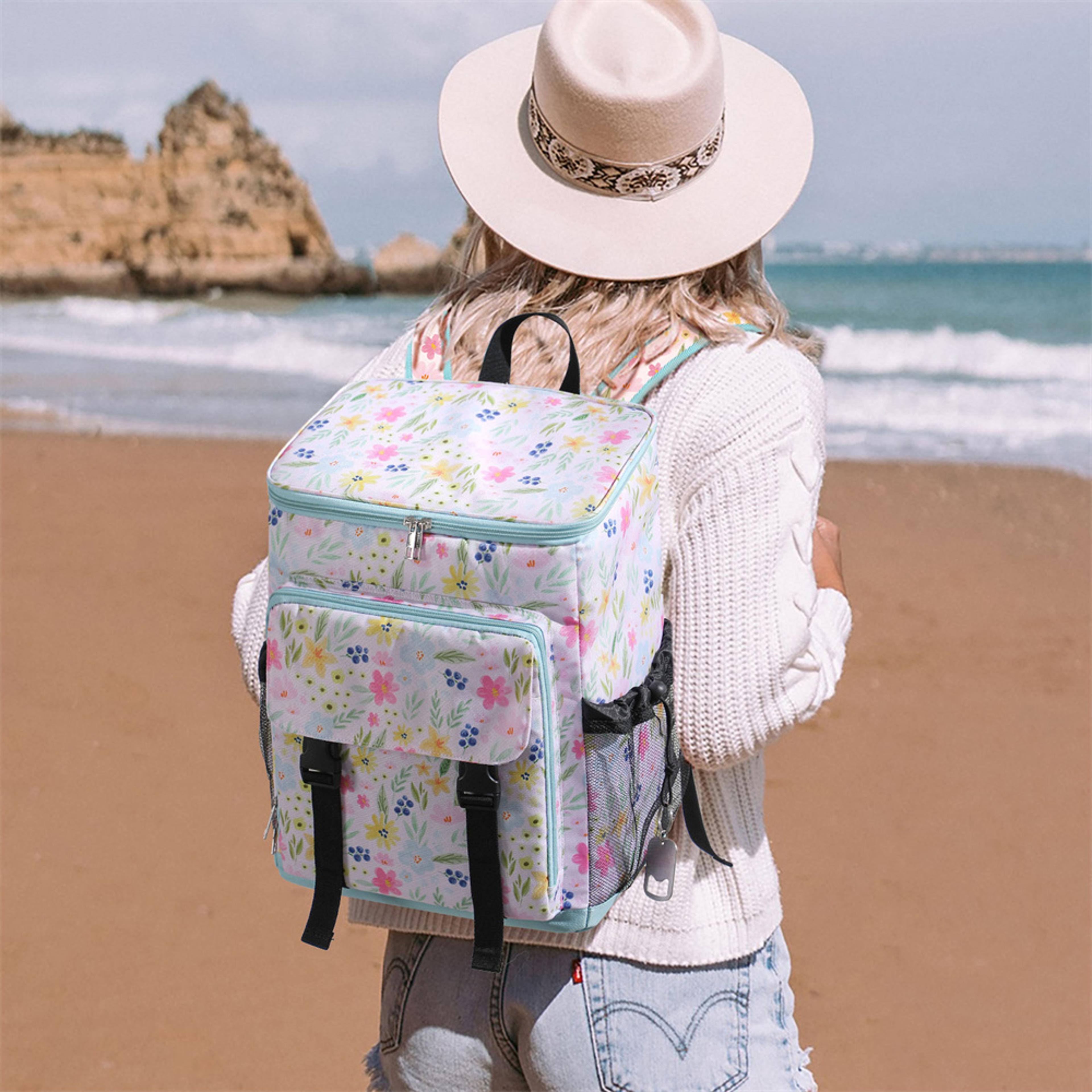 leopard print insulated cooler backpack waterproof oxford lunch bag