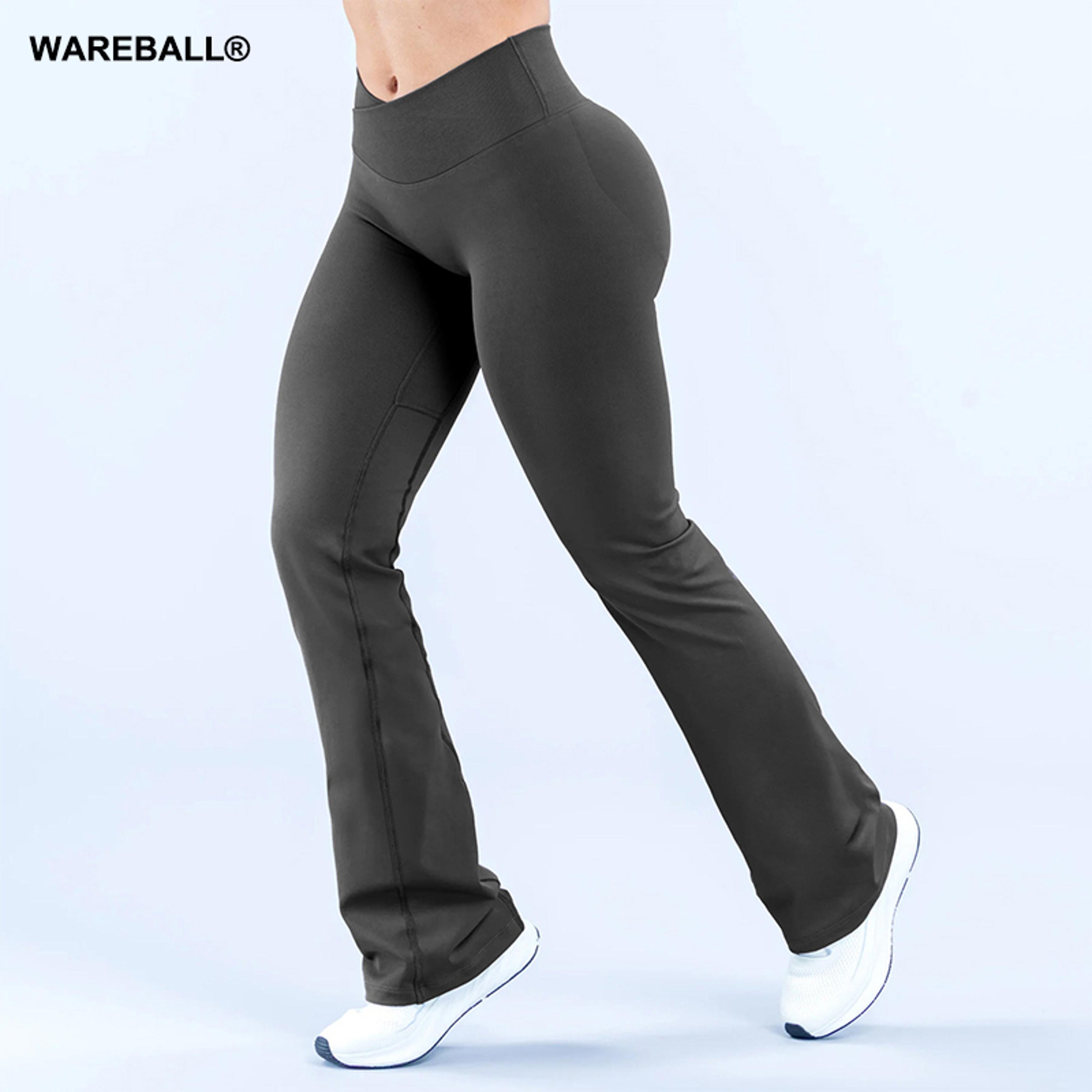 women's high-waisted flared leggings with crossover waist and booty-lifting fit