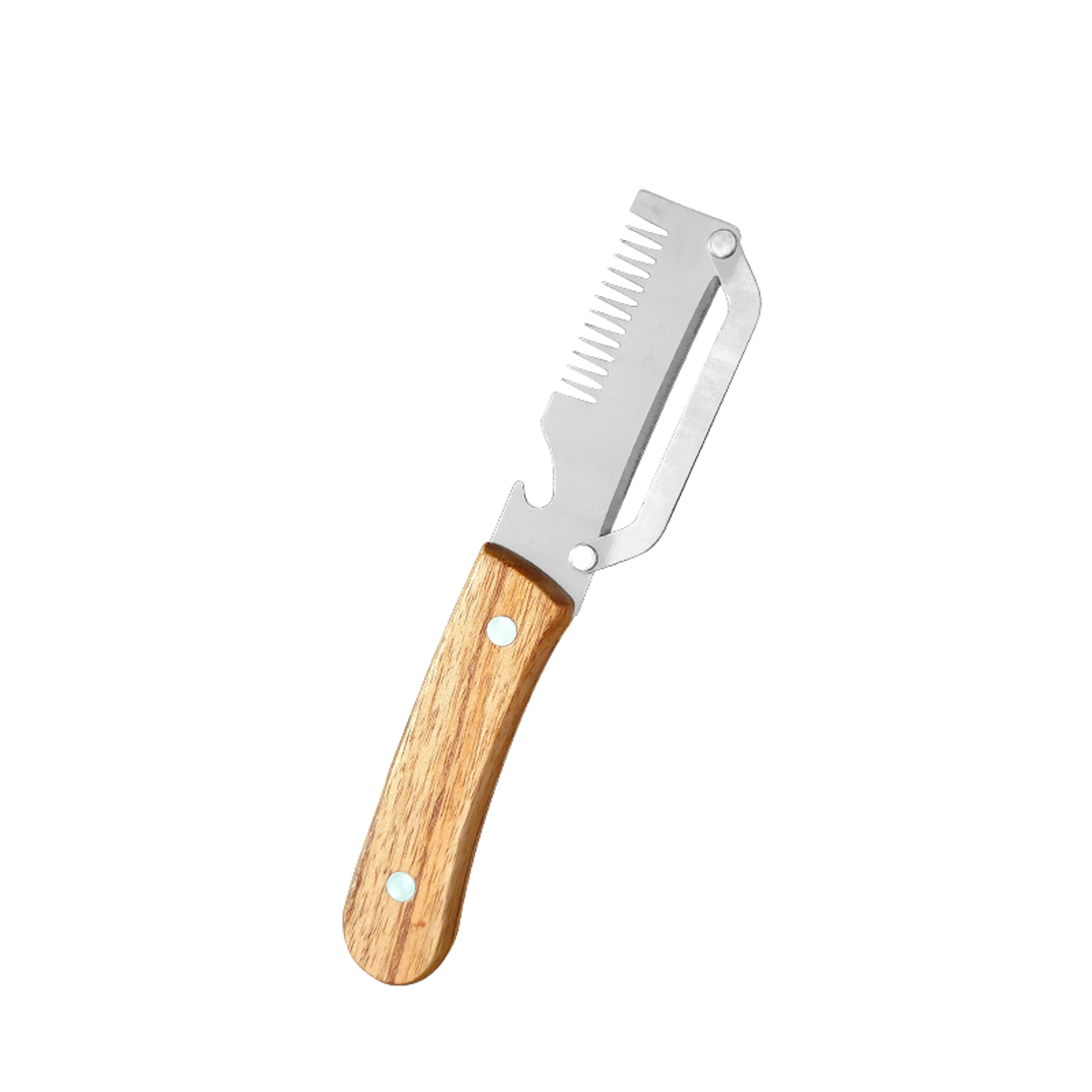 Multifunctional Stainless Steel Vegetable Peeler With Wooden Handle 6