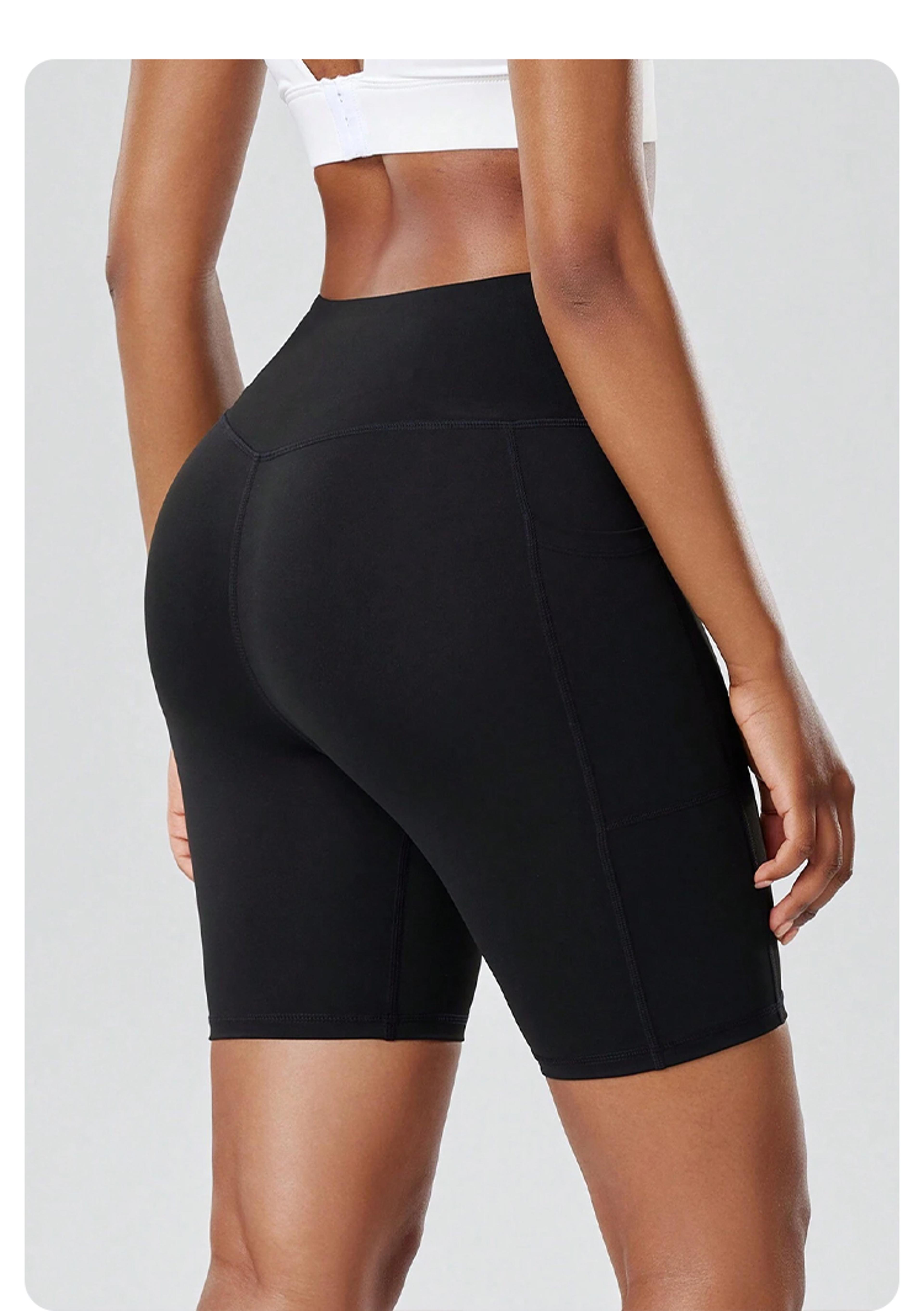 Womens High Waisted Yoga Shorts With Side Stripes And Tummy Control 6