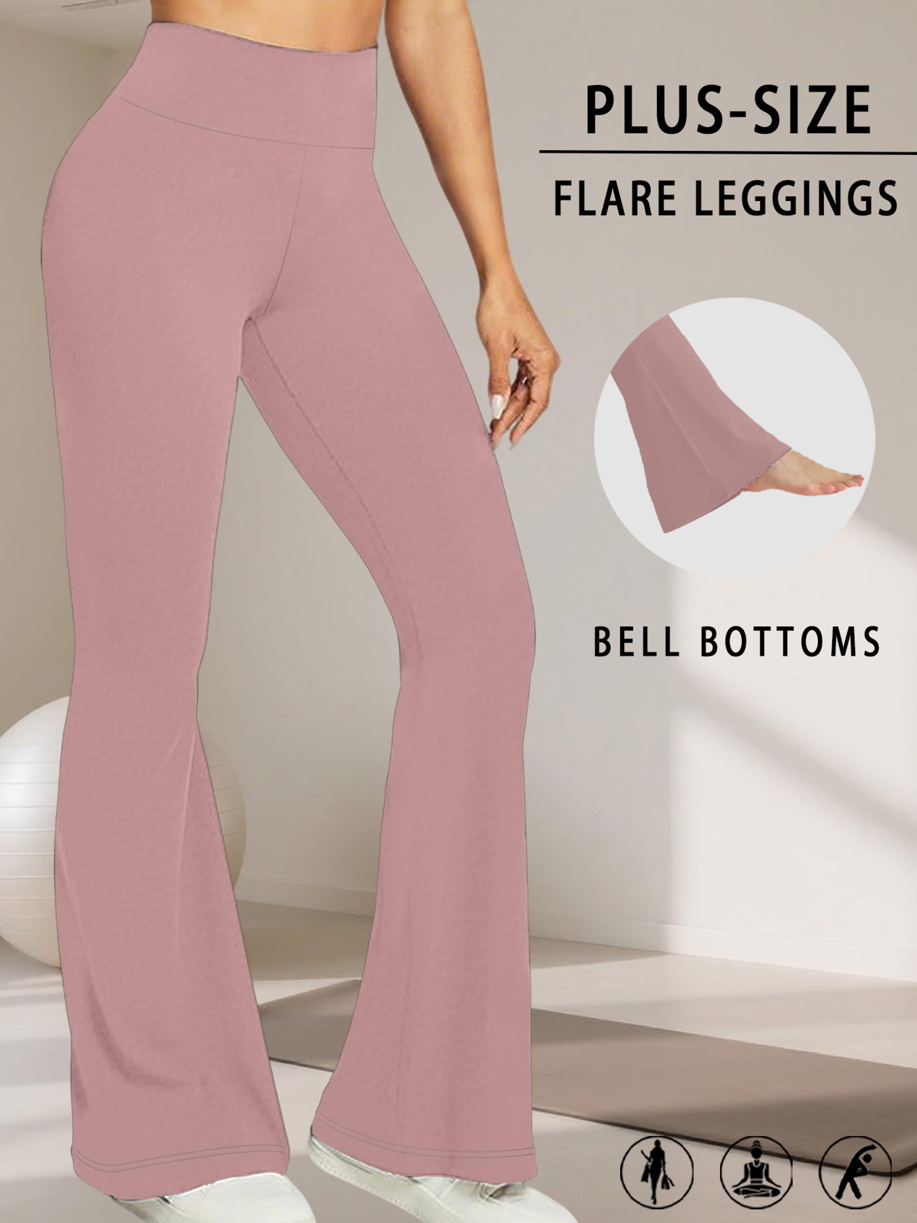 women's plus size high waisted flare leggings with tummy control