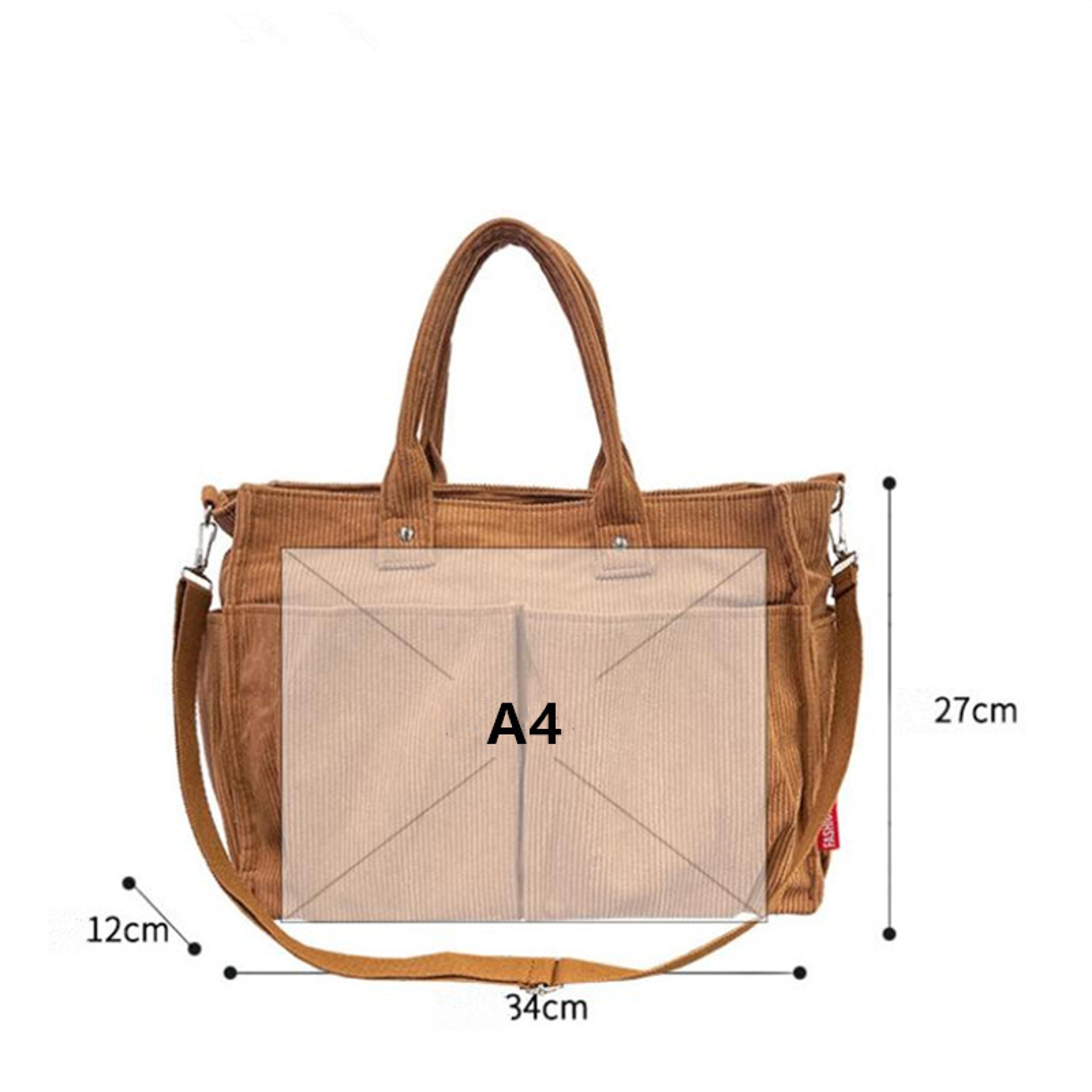 Womens Corduroy Tote Bag With Zipper Closure And Interior Pockets 4