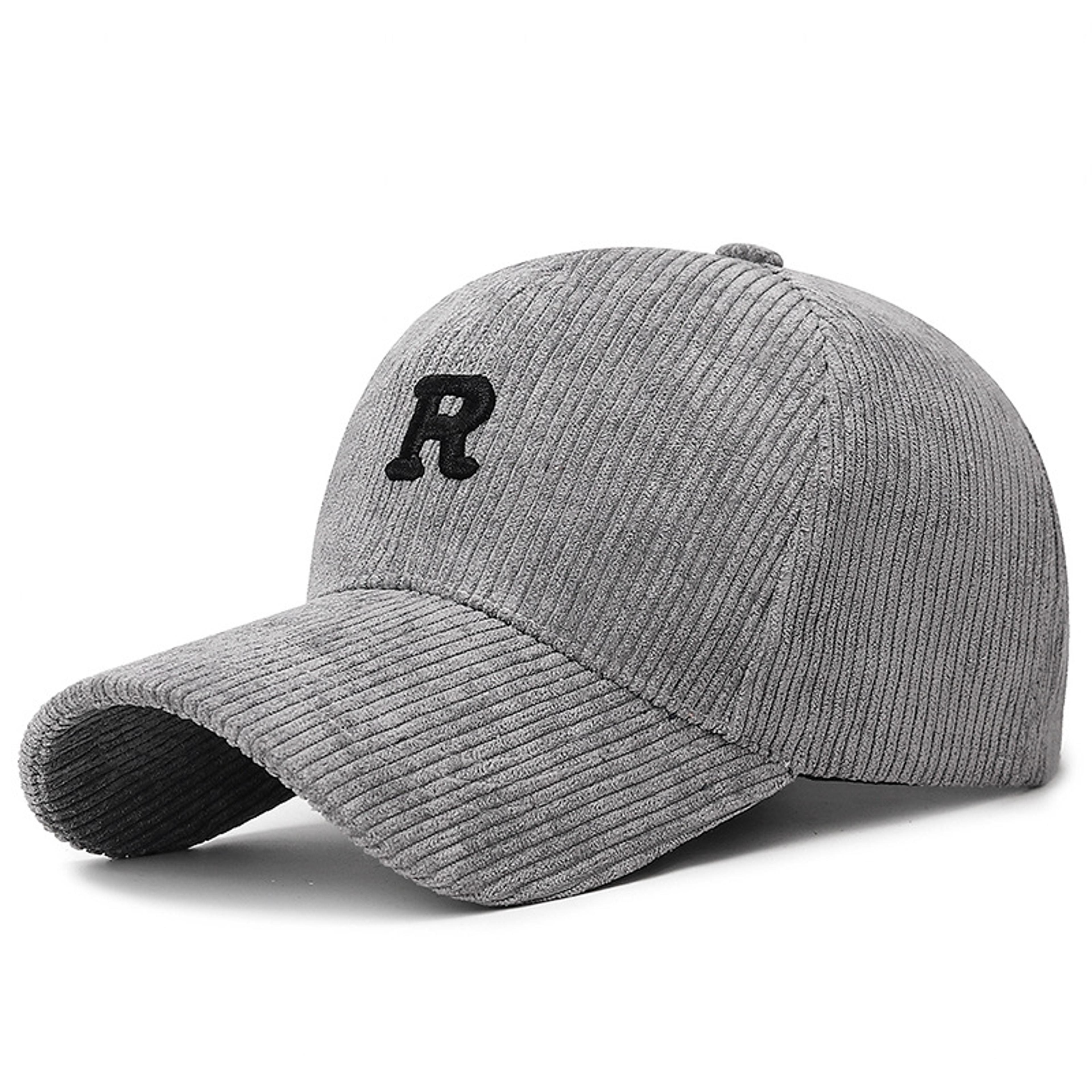embroidered r letter baseball cap adjustable corduroy hat for adults