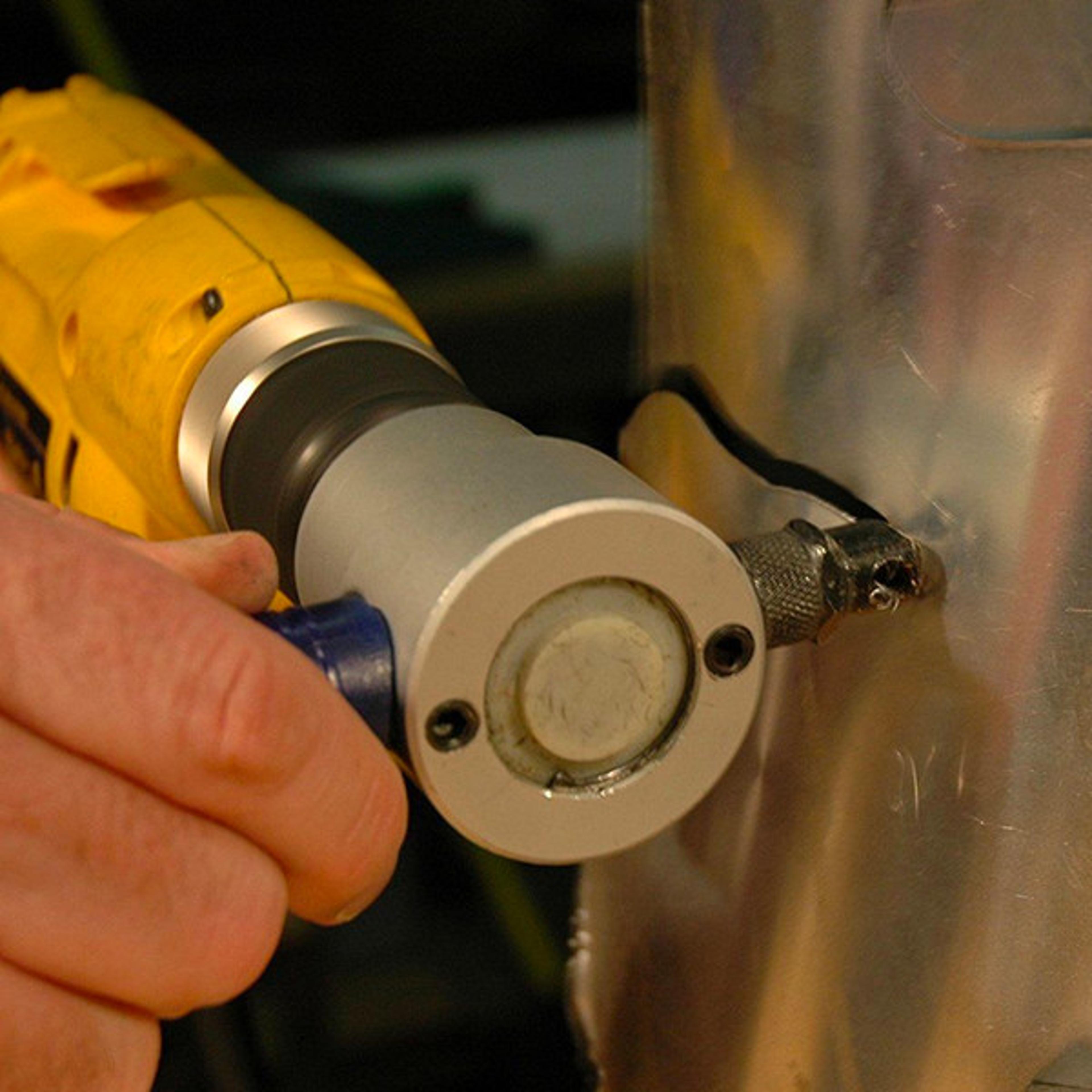 double head sheet metal nibbler with drill attachment
