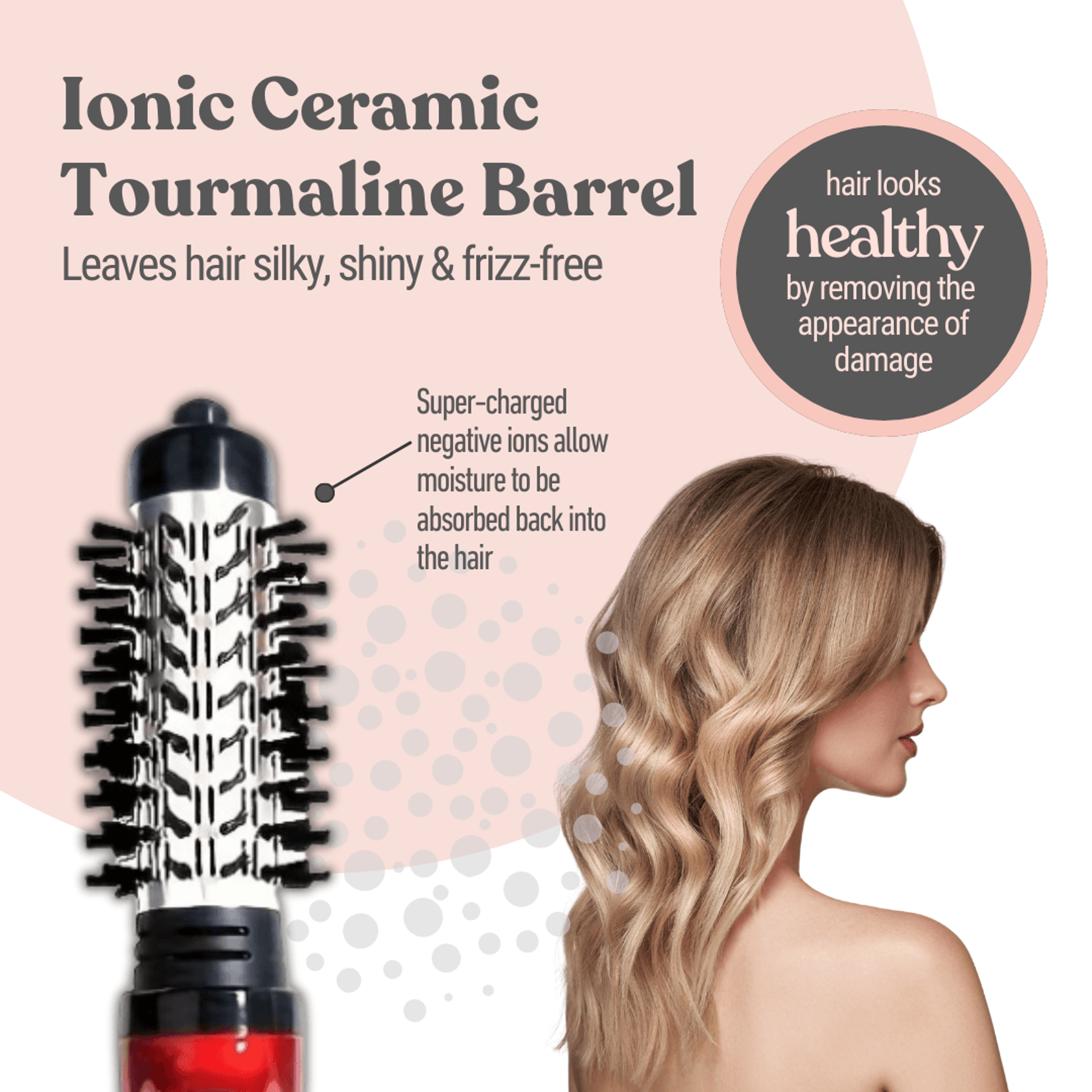2in1 Hot Air Styler And Rotating Hair Dryer Electric Blow Dryer With AntiScald Bristles Ceramic Bar 1