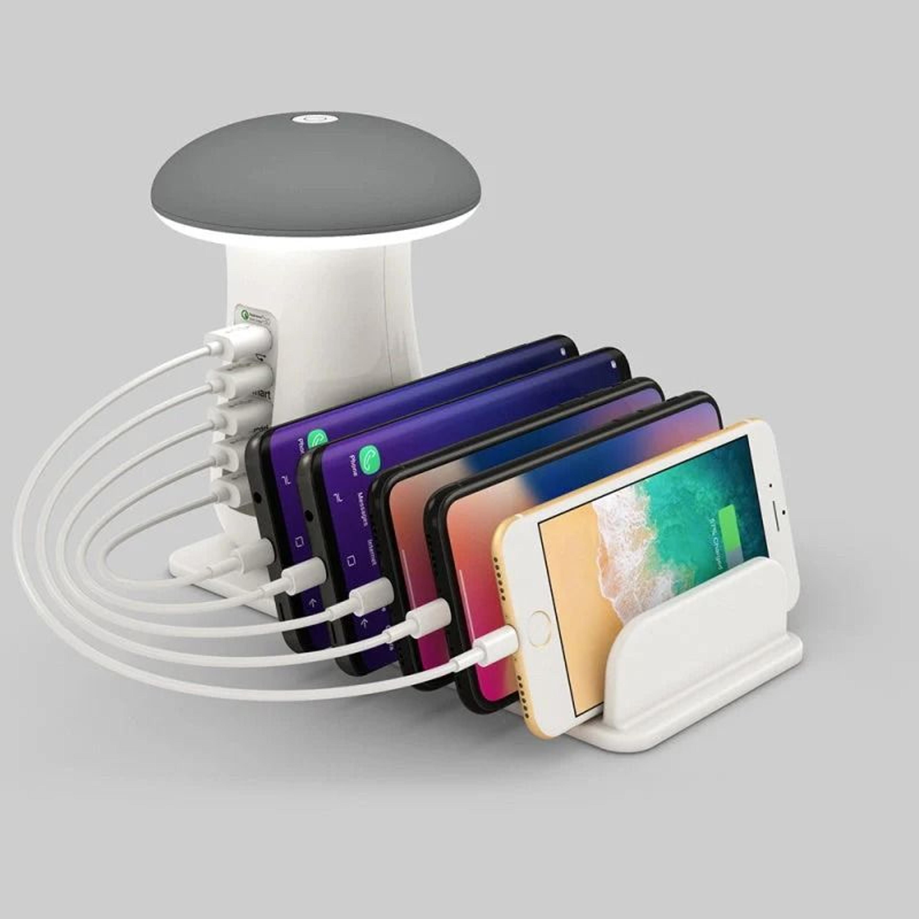 SpaceSaving USB Charging Lamp with 5 Ports