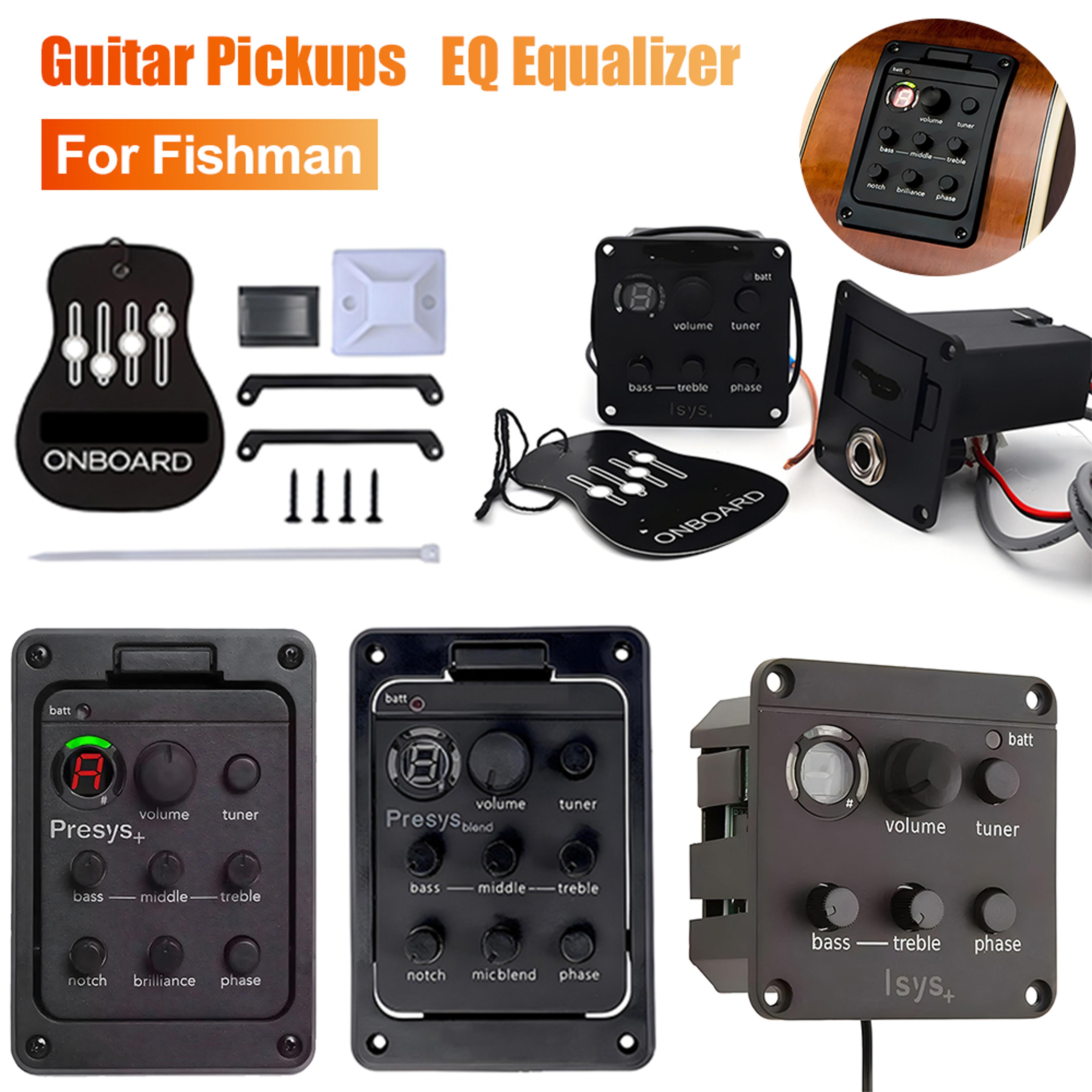 plastic guitar pickup with tuner, fishman presys blend preamp eq, soundhole eq, equalizer for acoustic guitar
