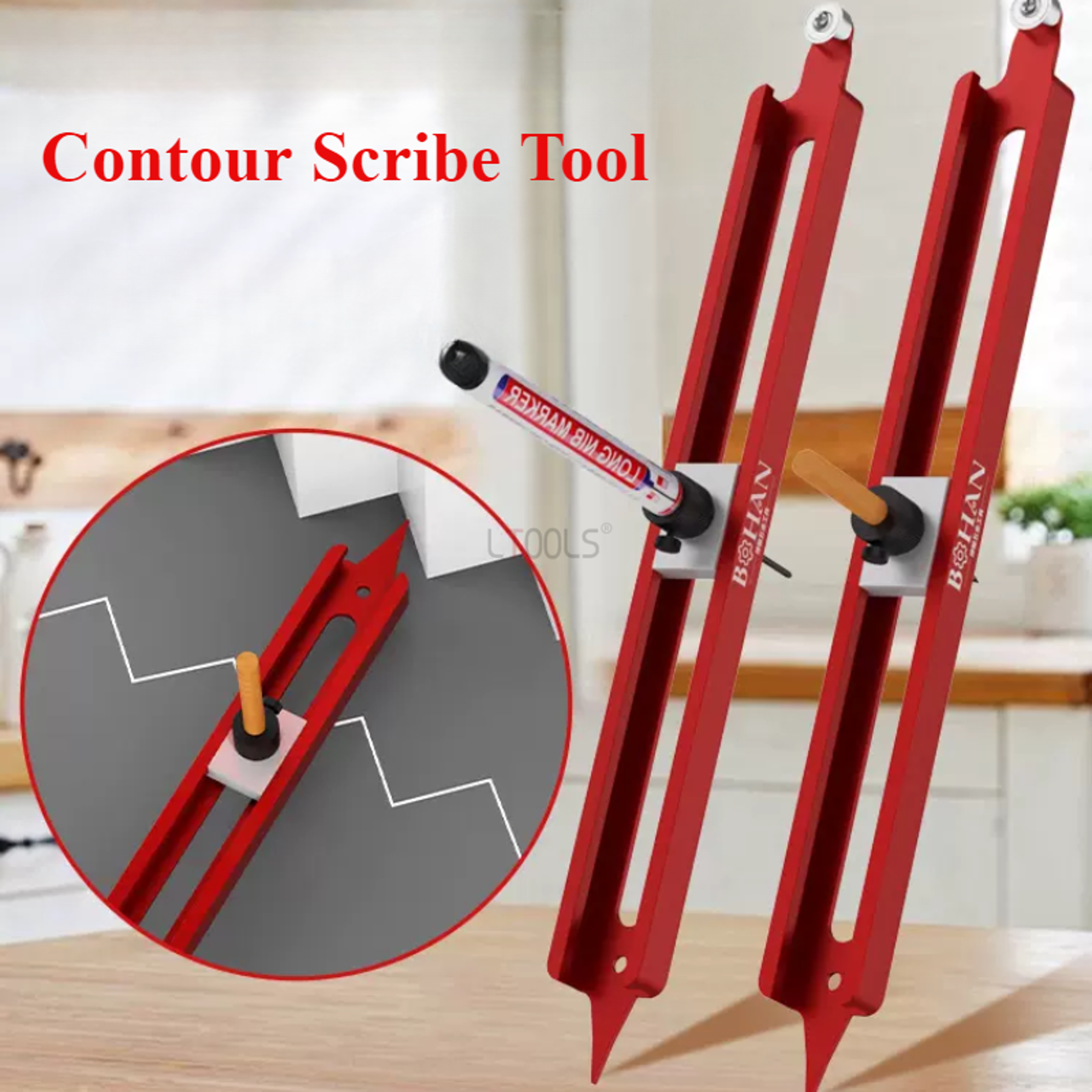 300mm premium contour gauge scribe tool, adjustable pencil holder, locking profile scribing ruler for woodworking