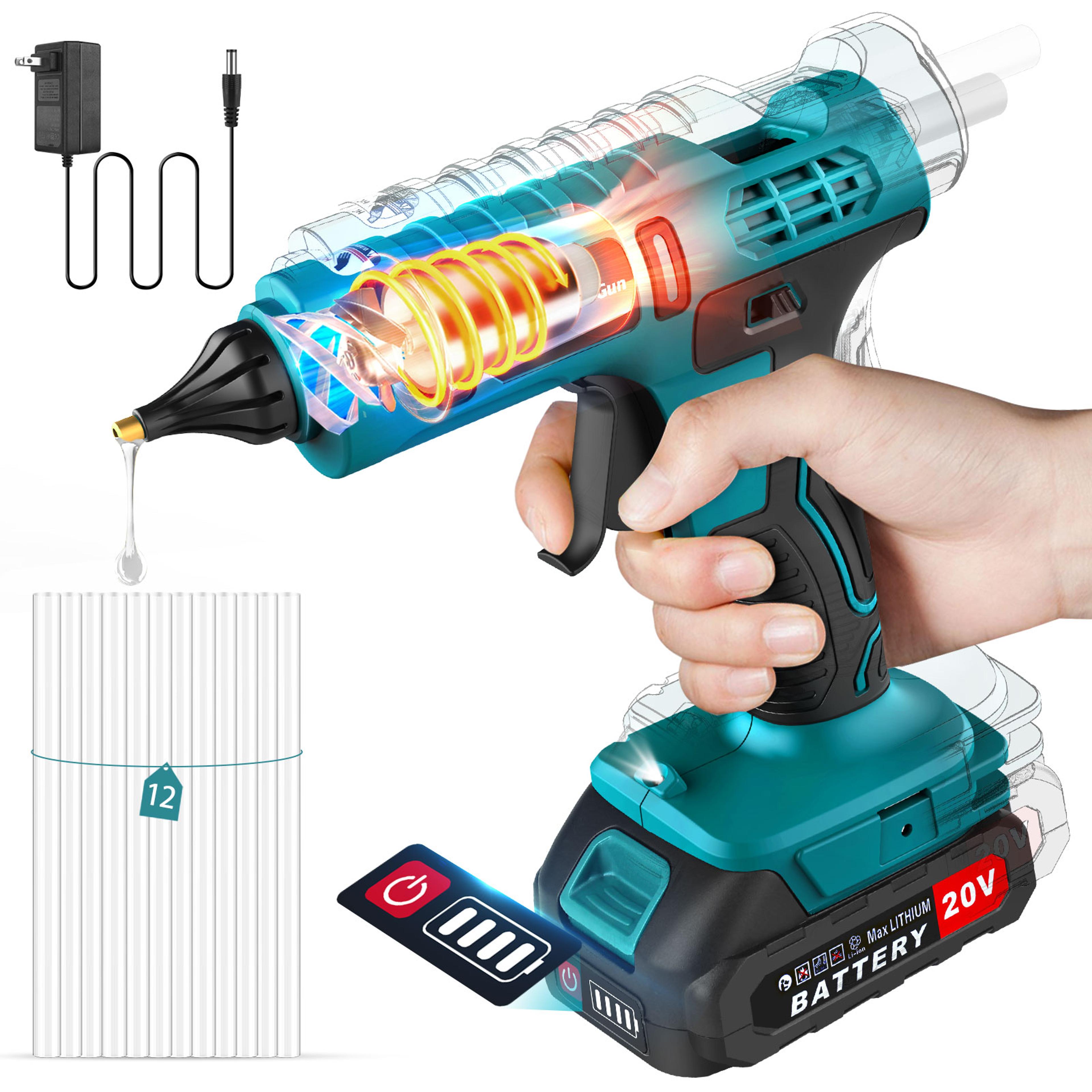 100w cordless hot glue gun portable and rechargeable, 20v full size wireless hot glue gun battery included