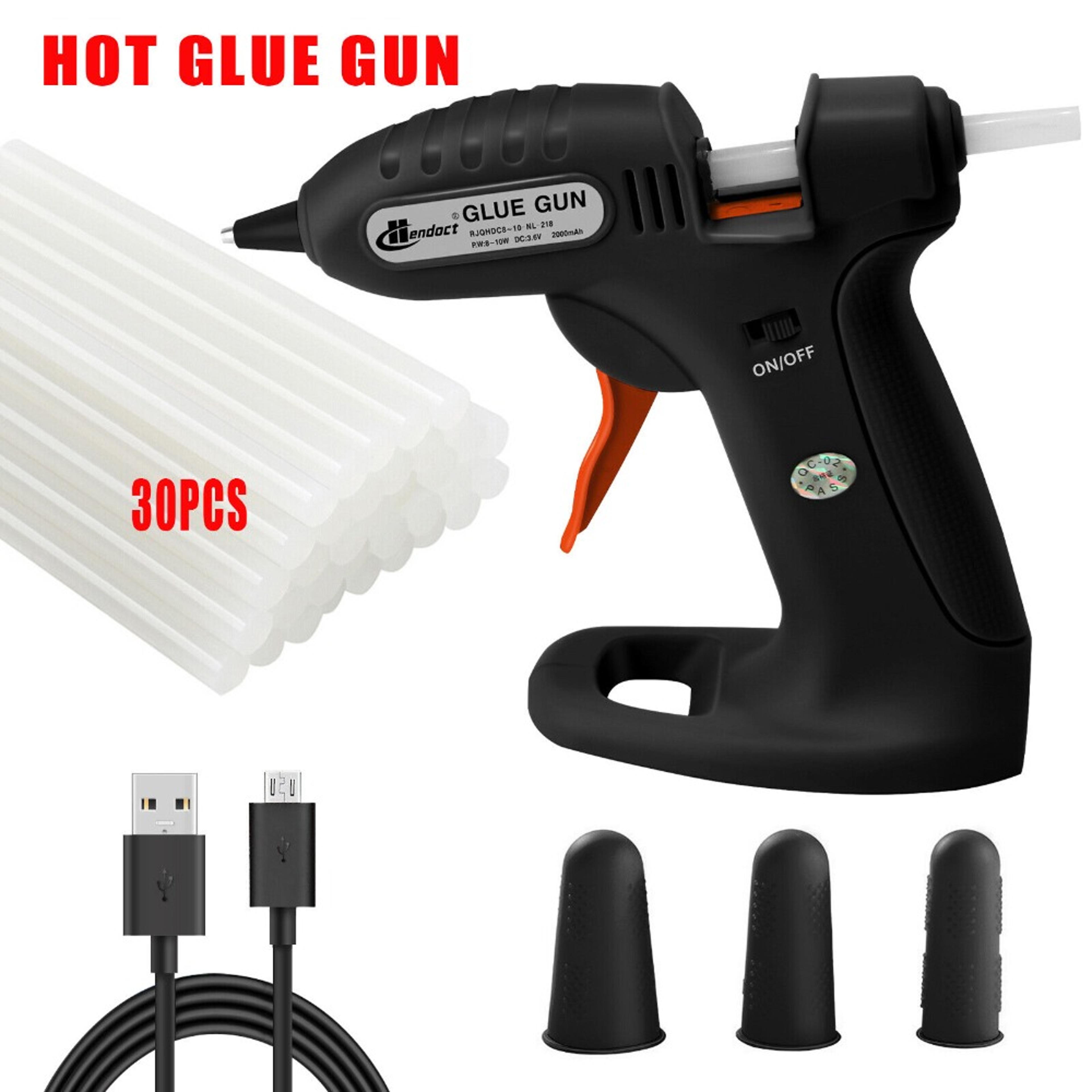 cordless hot melt glue gun for diy crafts, small household glue gun with 30 mini clear sticks, arts craft repair tool