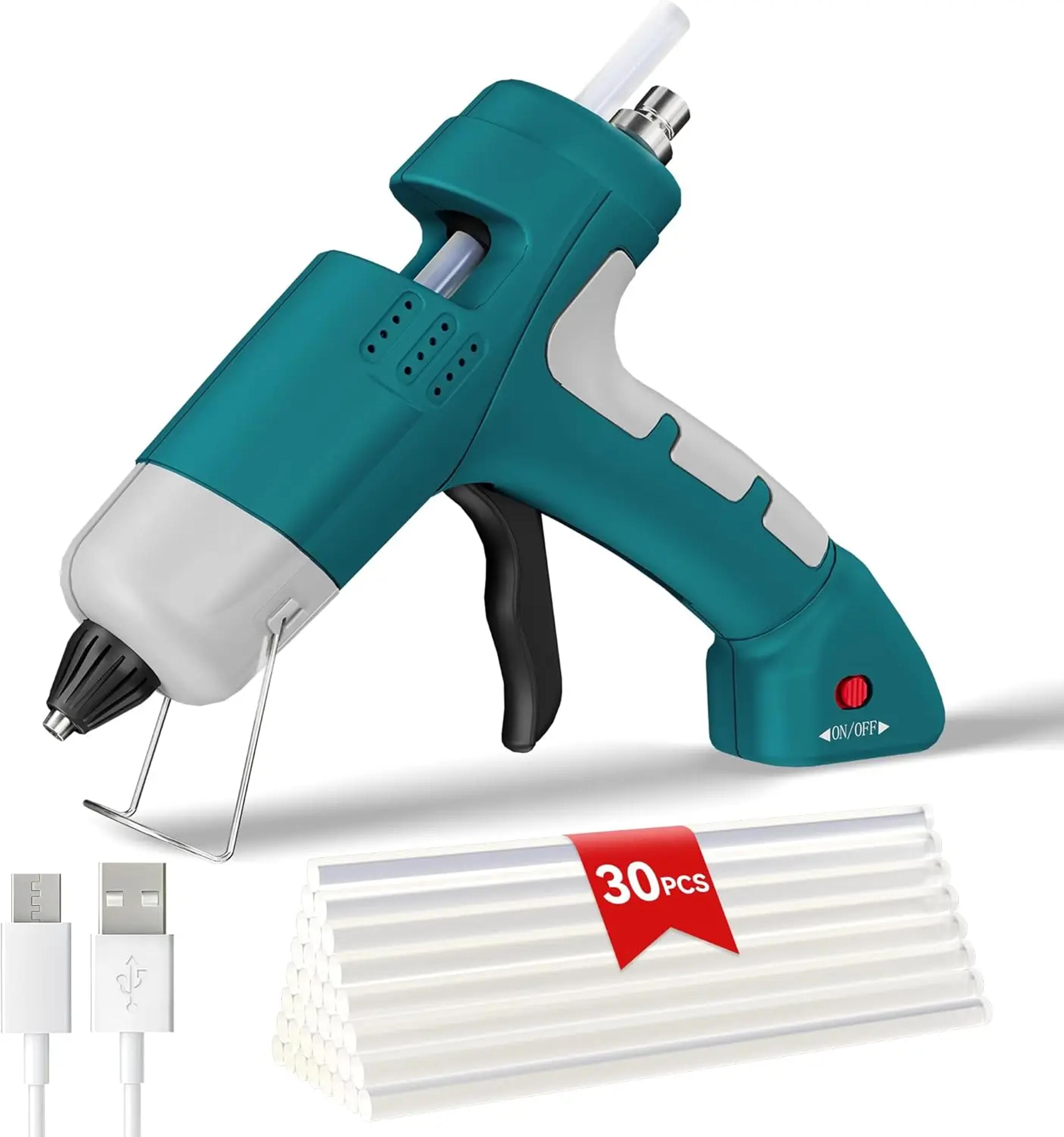 cordless rechargeable hot melt glue gun with fast heating & type c charging kit