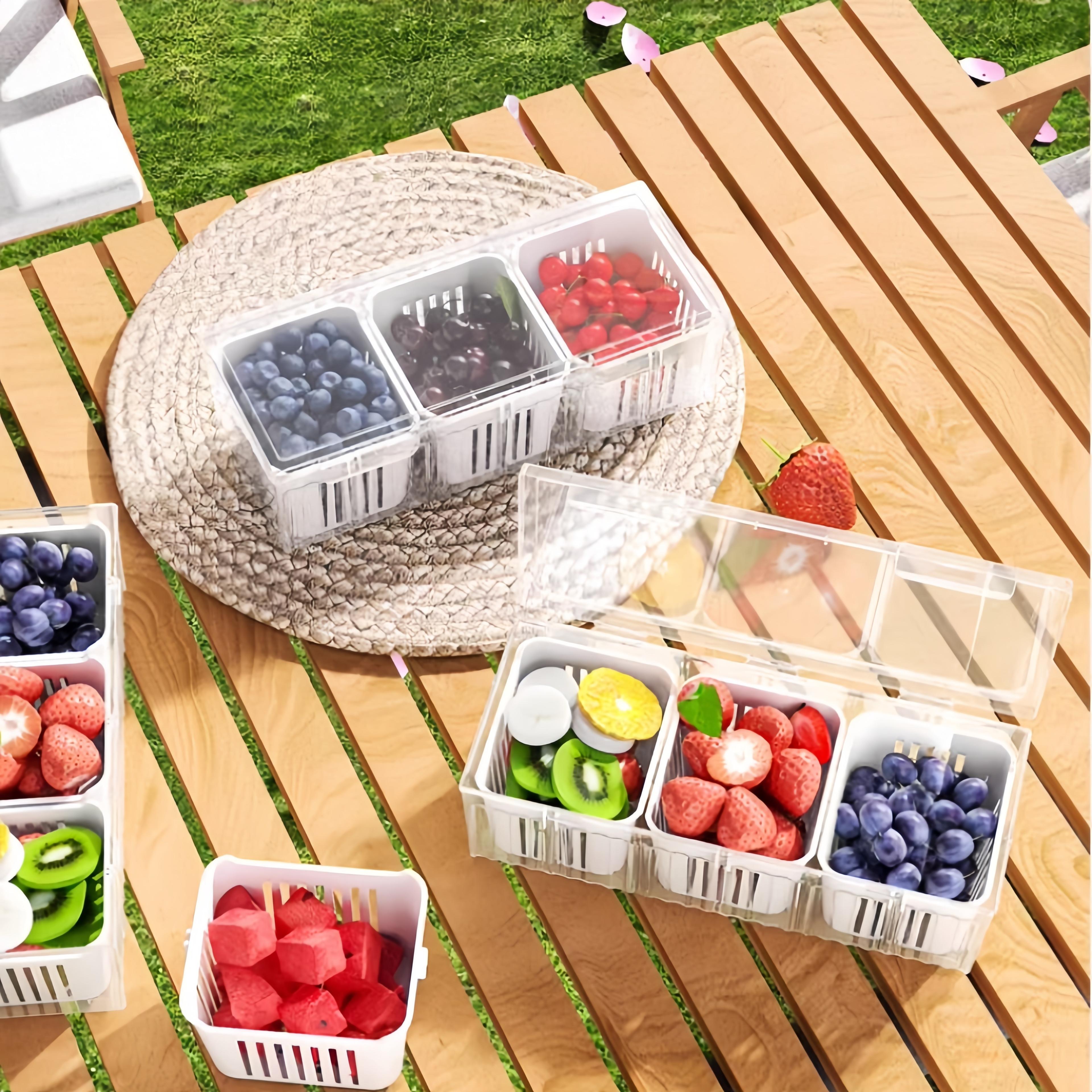 1 Set Of Kitchen Refrigerator Accessories With A Lid Food Storage Container With 3 Transparent Squa 1