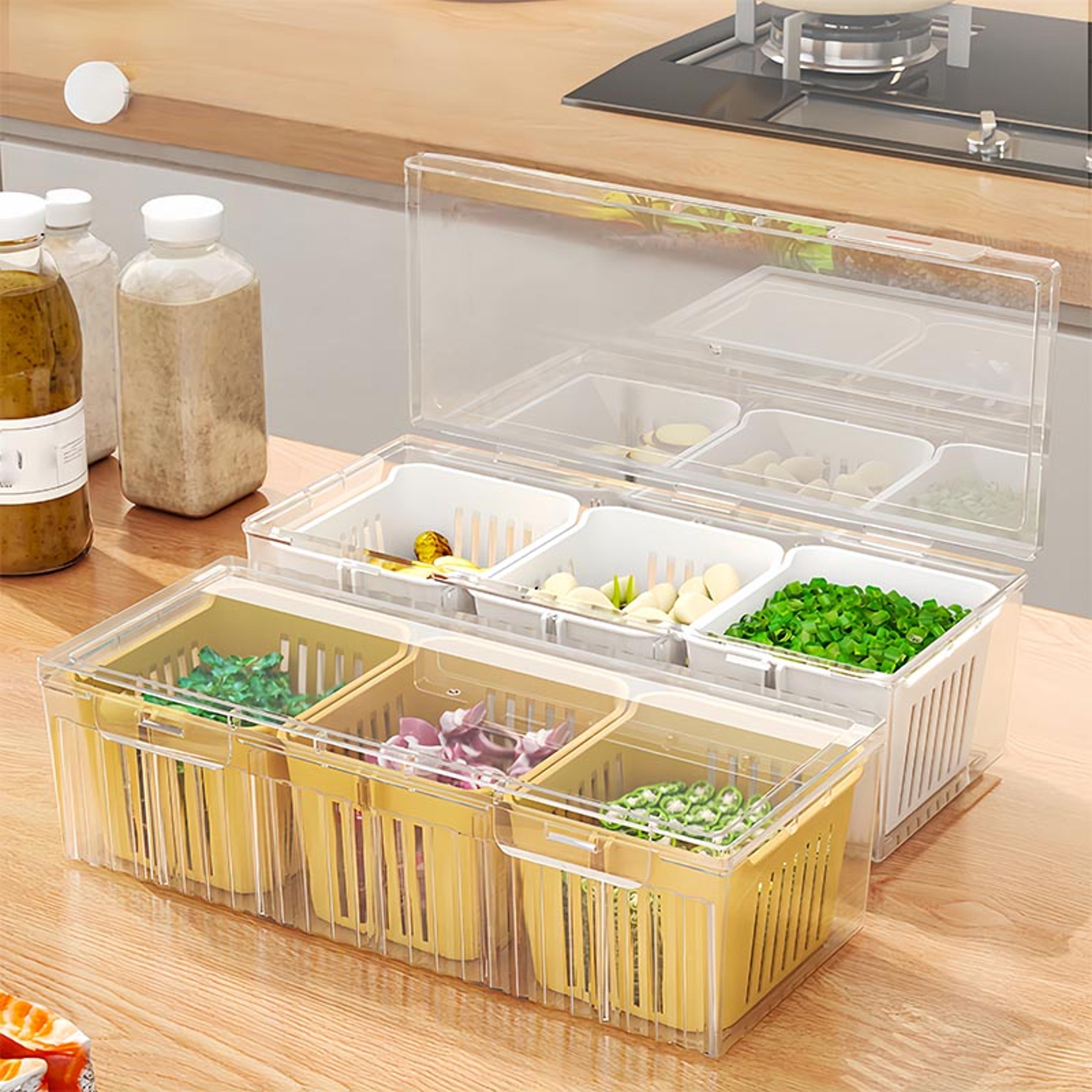 1 Set Of Kitchen Refrigerator Accessories With A Lid Food Storage Container With 3 Transparent Squa 3