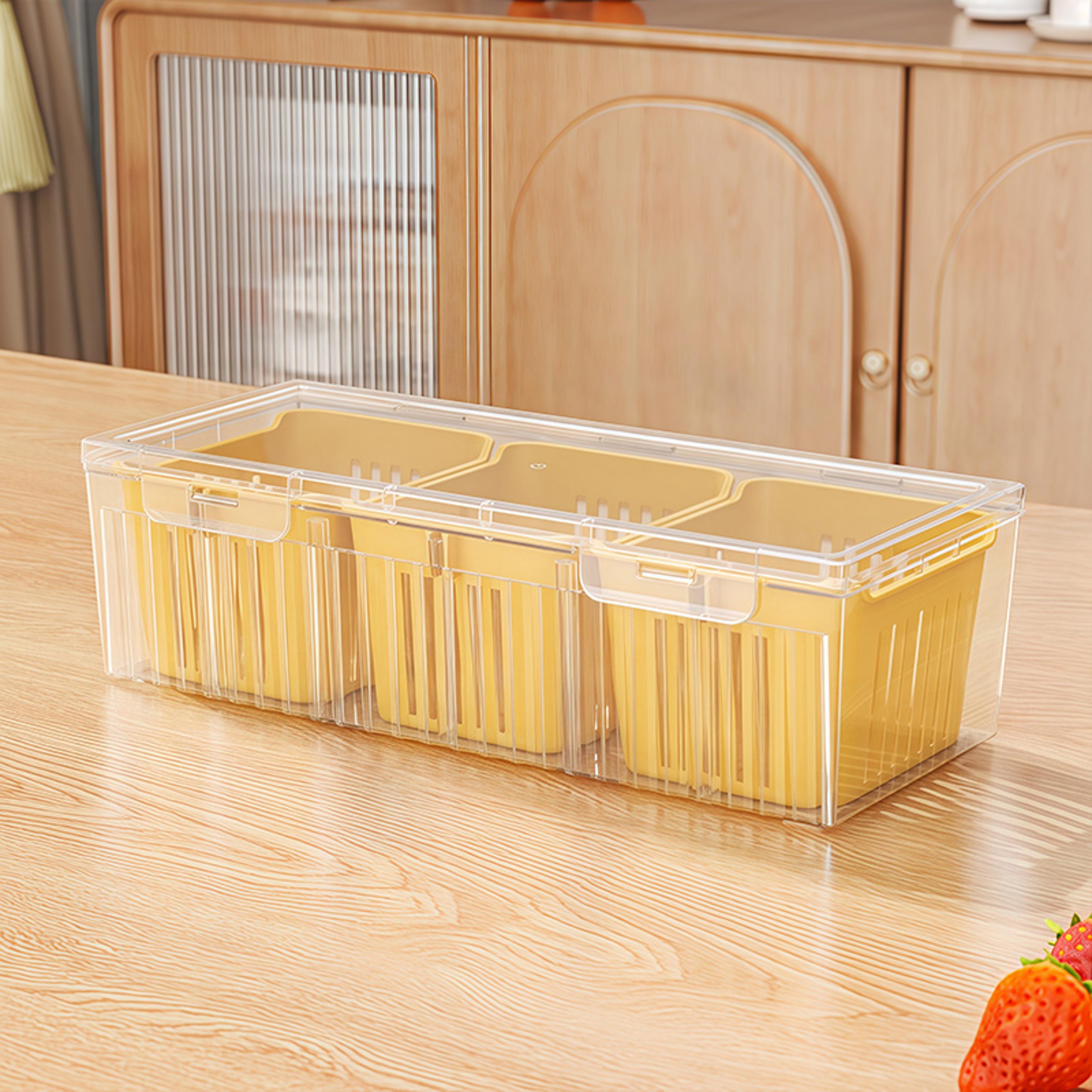 1 Set Of Kitchen Refrigerator Accessories With A Lid Food Storage Container With 3 Transparent Squa 6