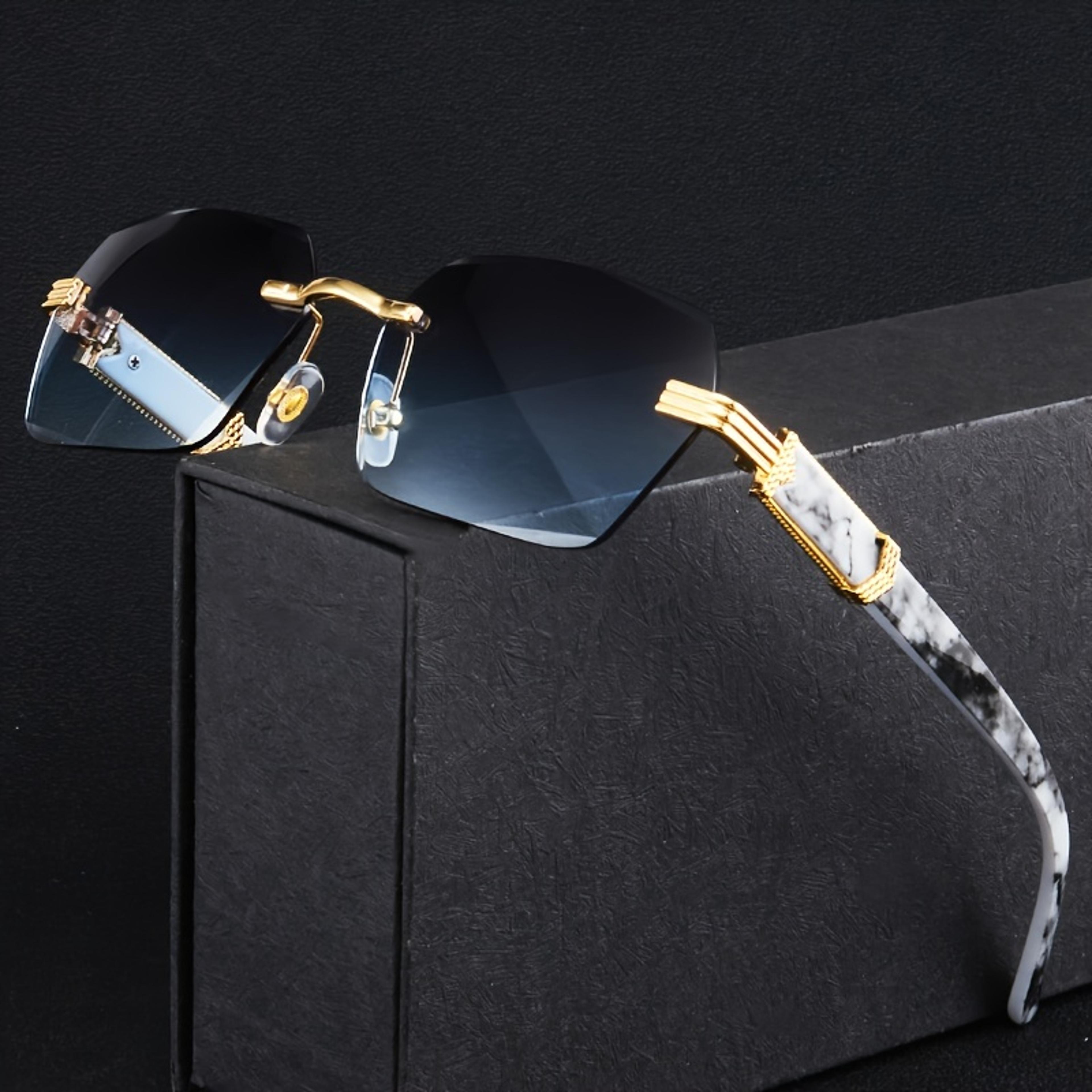 Classic Unisex Rimless Sunglasses Small Square Frameless Travel Shades With UV Protection 1