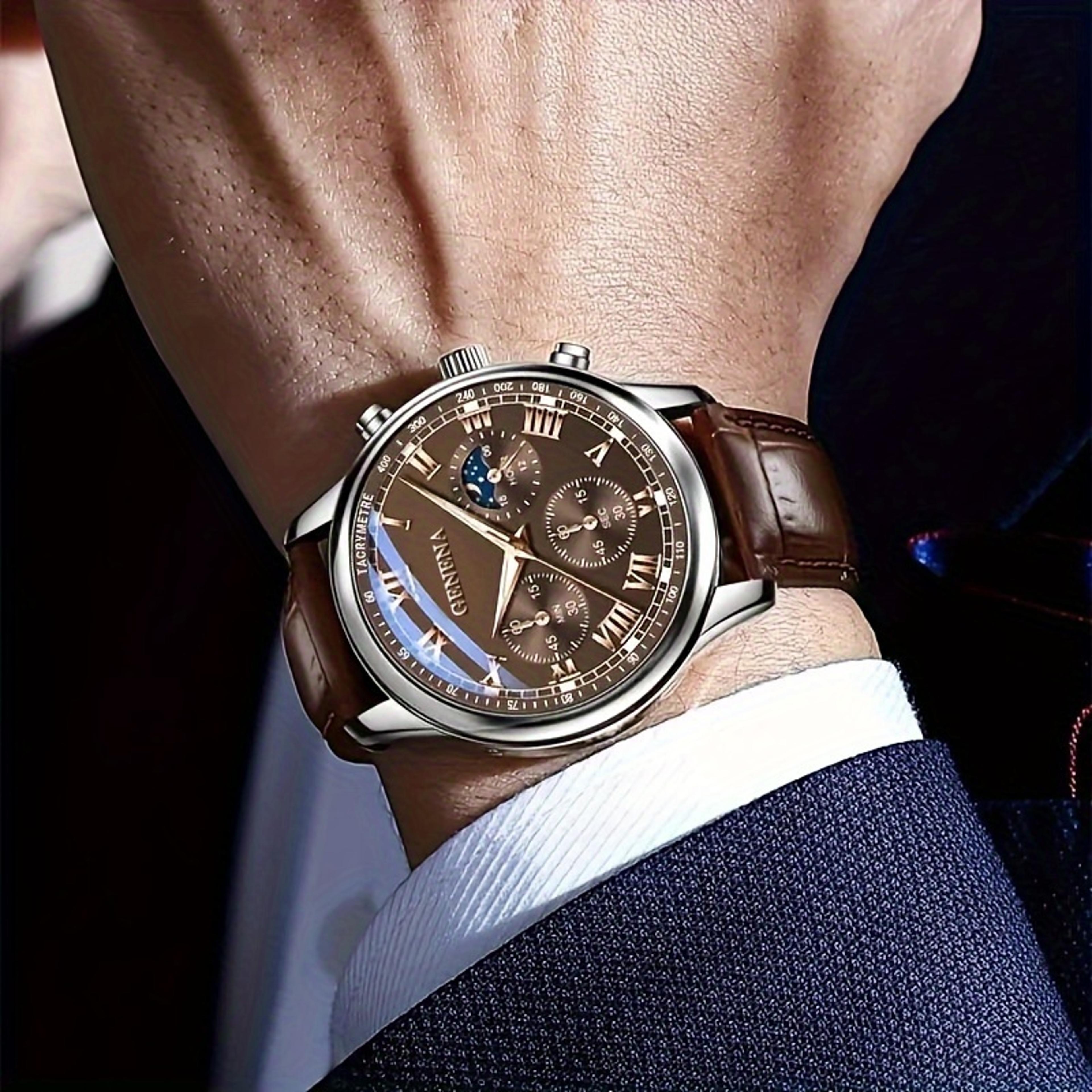 Geneva Classic Quartz Business Watch For Men Waterproof Luminous Dress Timepiece 1