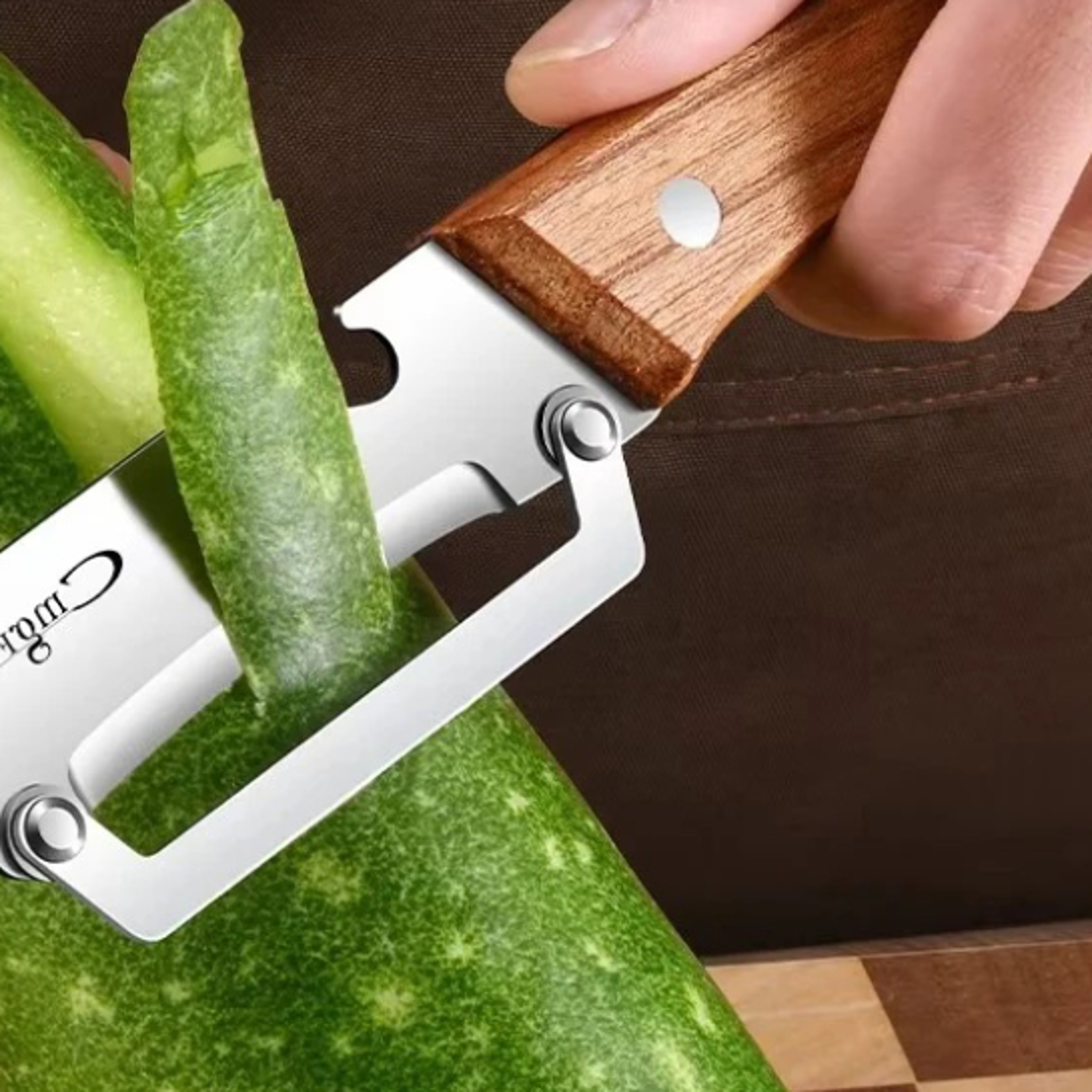 stainless steel fruit & vegetable peeler with wooden handle ergonomic vegetable peeler for smooth peeling