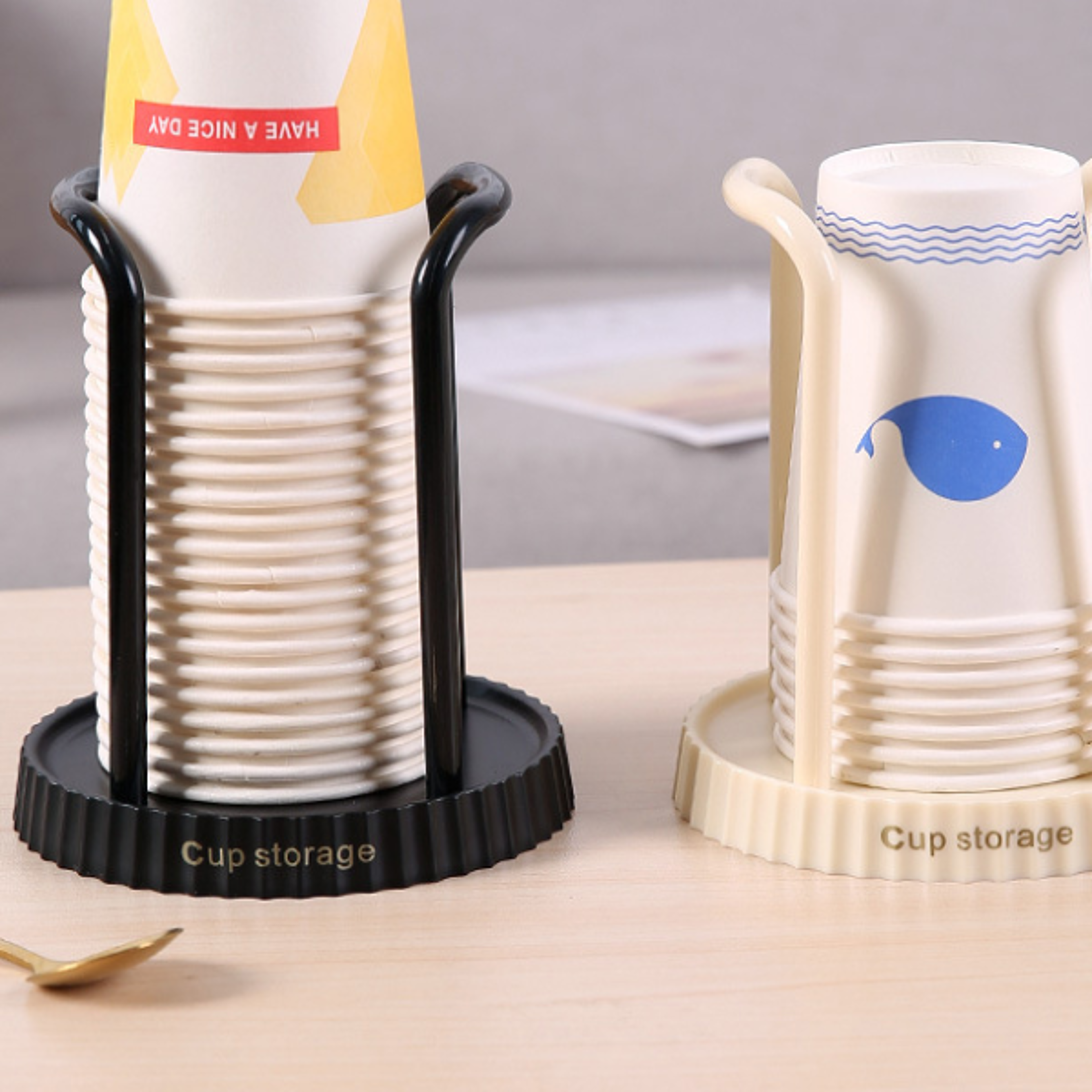 paper cup holder desktop disposable cup dispenser storage rack for home office & dining table