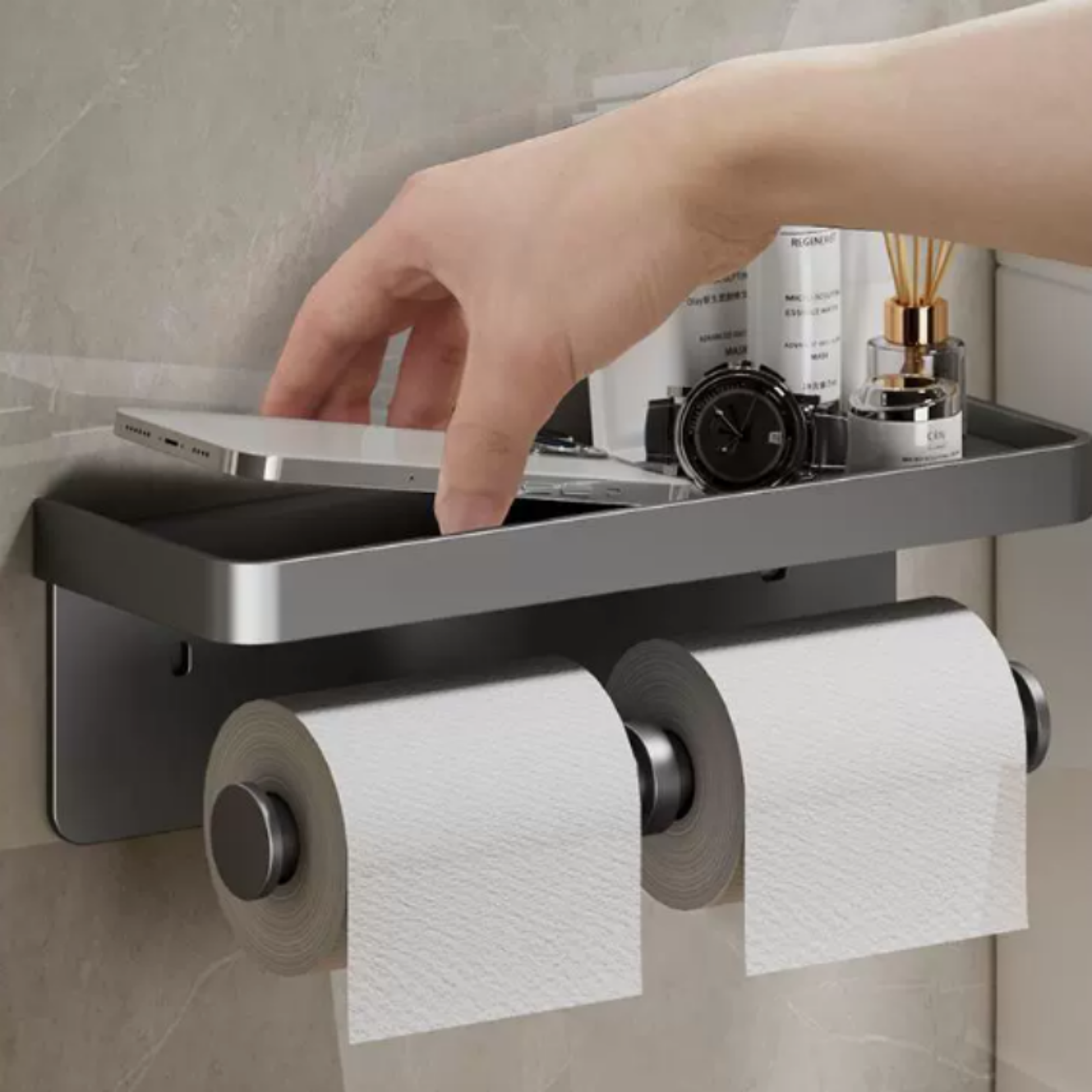 modern wall mount toilet paper holder aluminum bathroom tissue rack