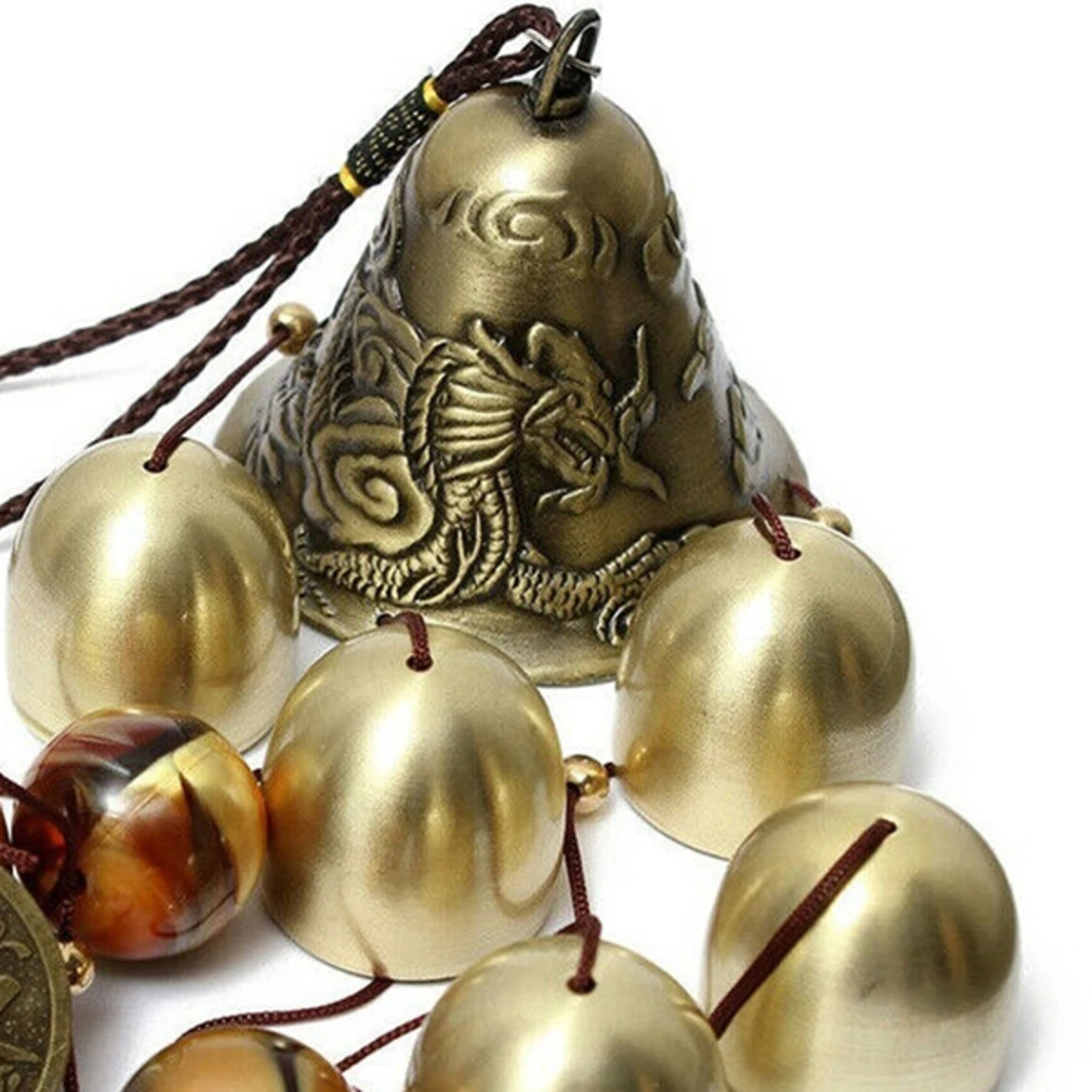 rustic copper wind chimes with bells for outdoor garden patio hanging decor
