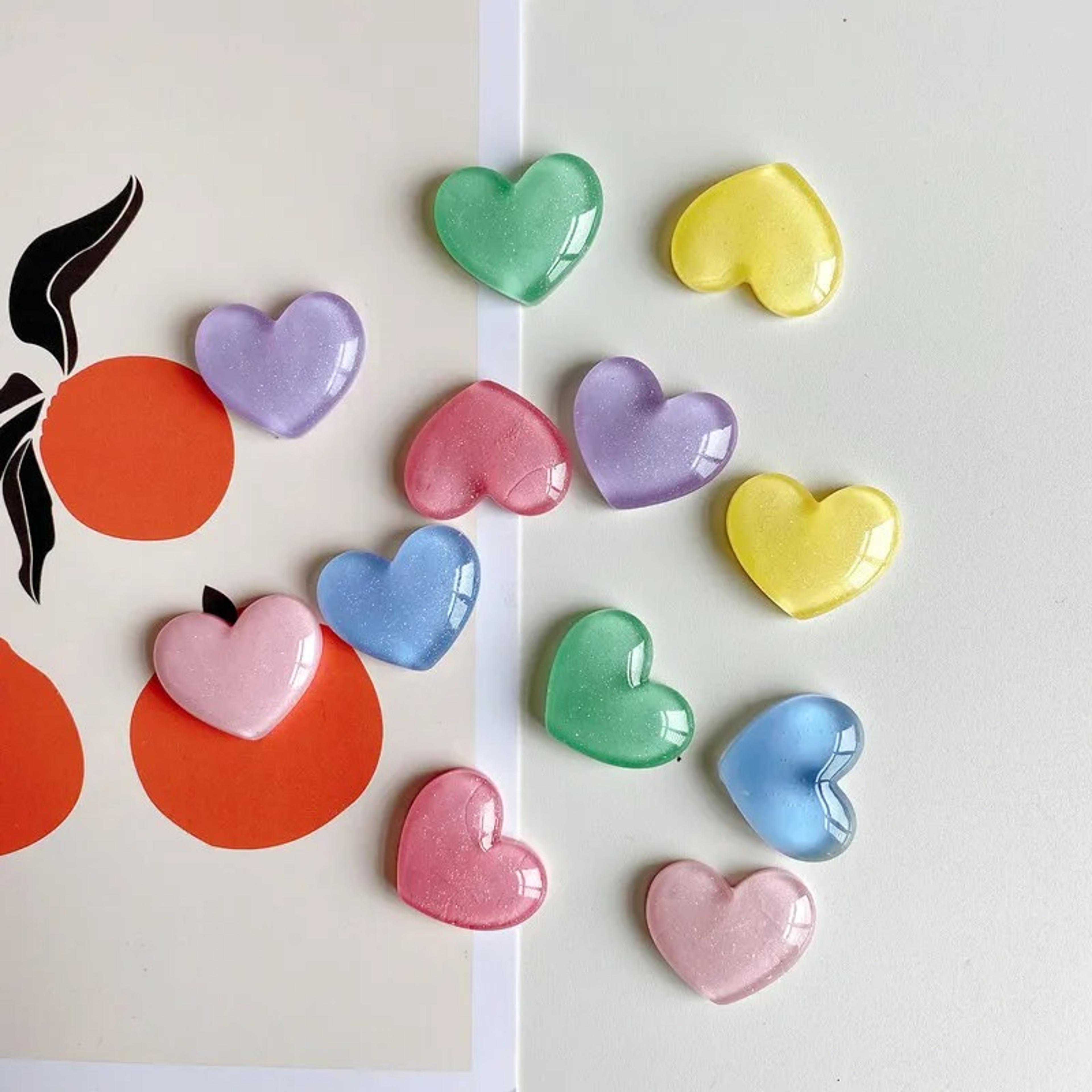Glitter Heart Fridge Magnets Set Of Decorative Heart Fridge Magnets For Photos  Notes 1