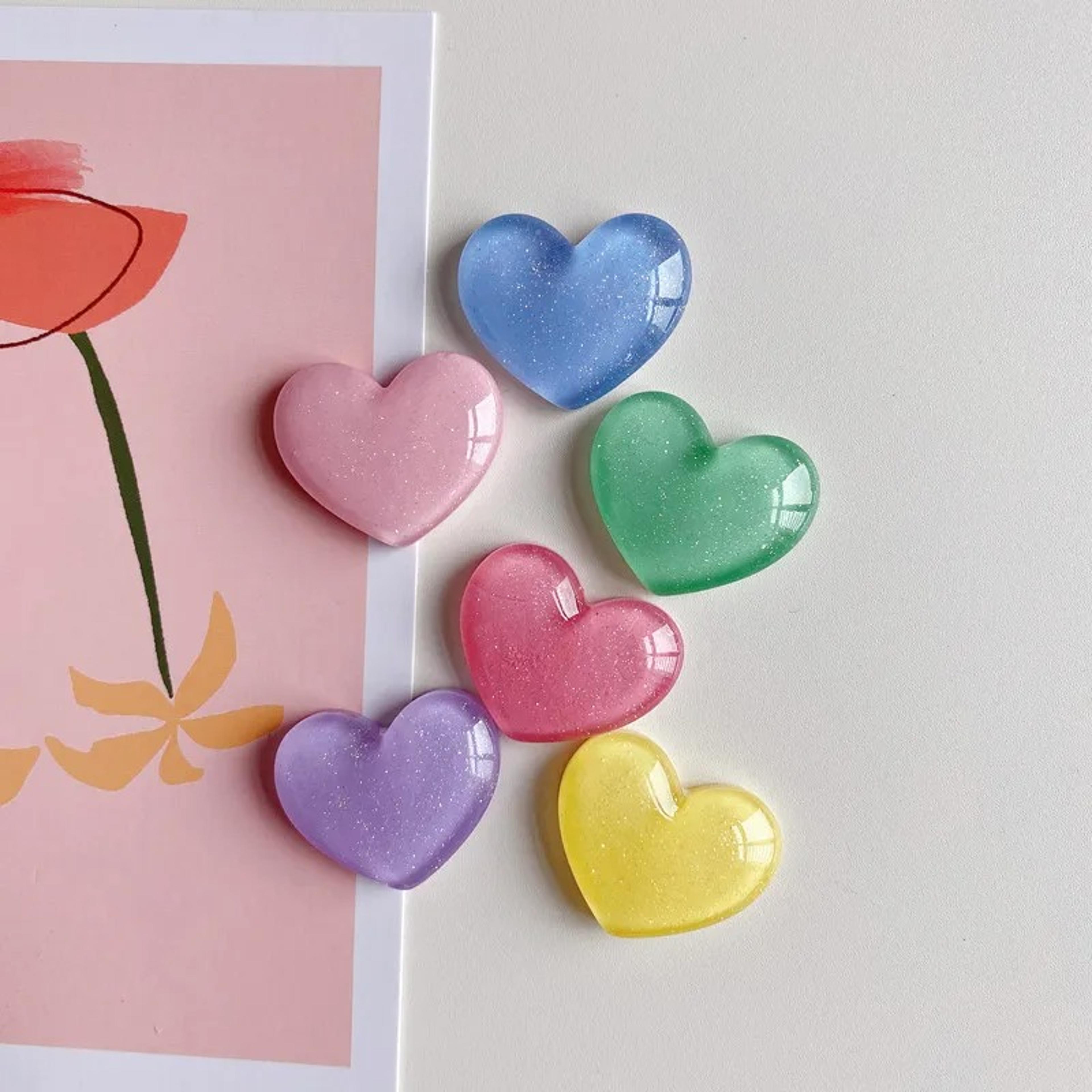 Glitter Heart Fridge Magnets Set Of Decorative Heart Fridge Magnets For Photos  Notes 2