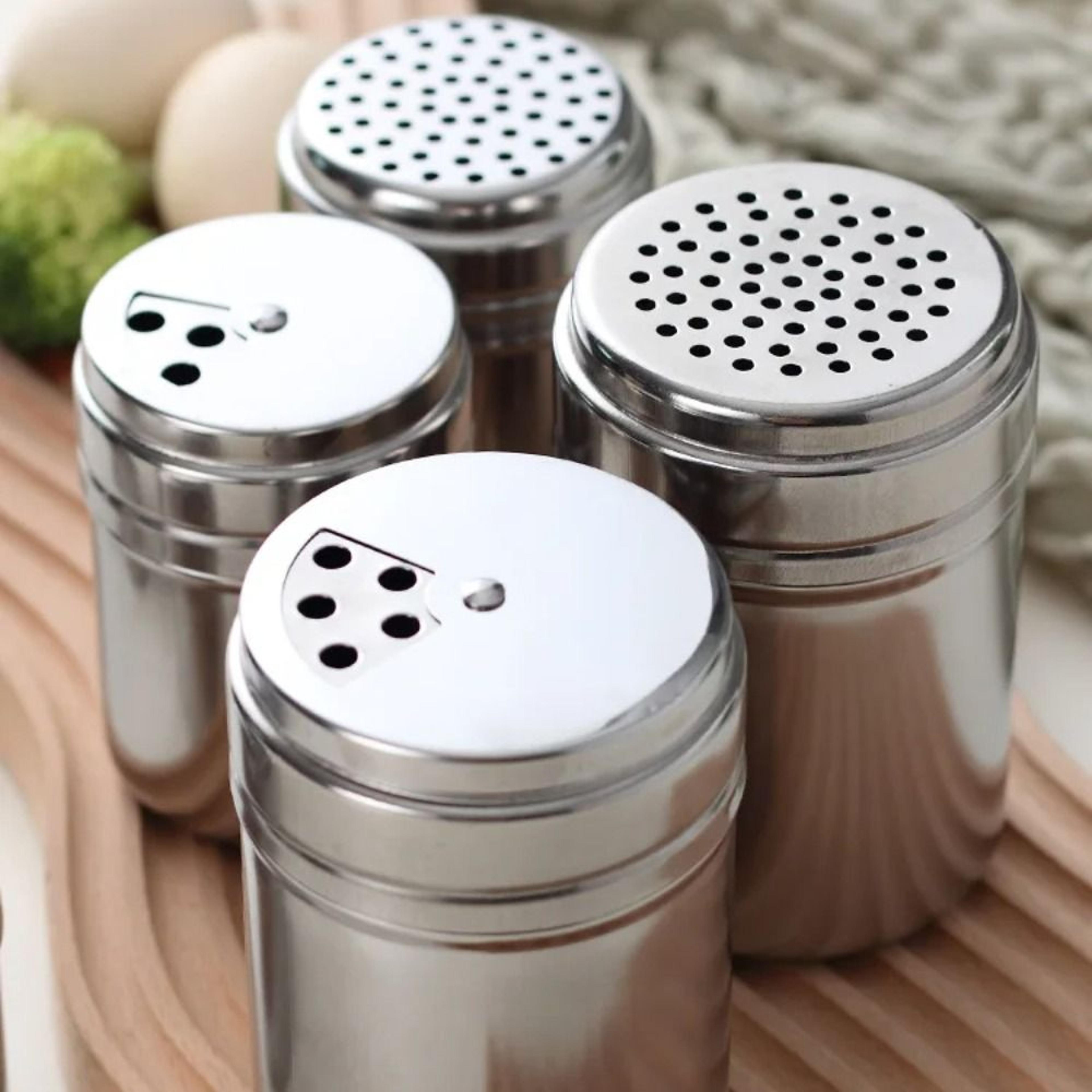 stainless steel spice jar with rotating lid salt and pepper shaker seasoning container