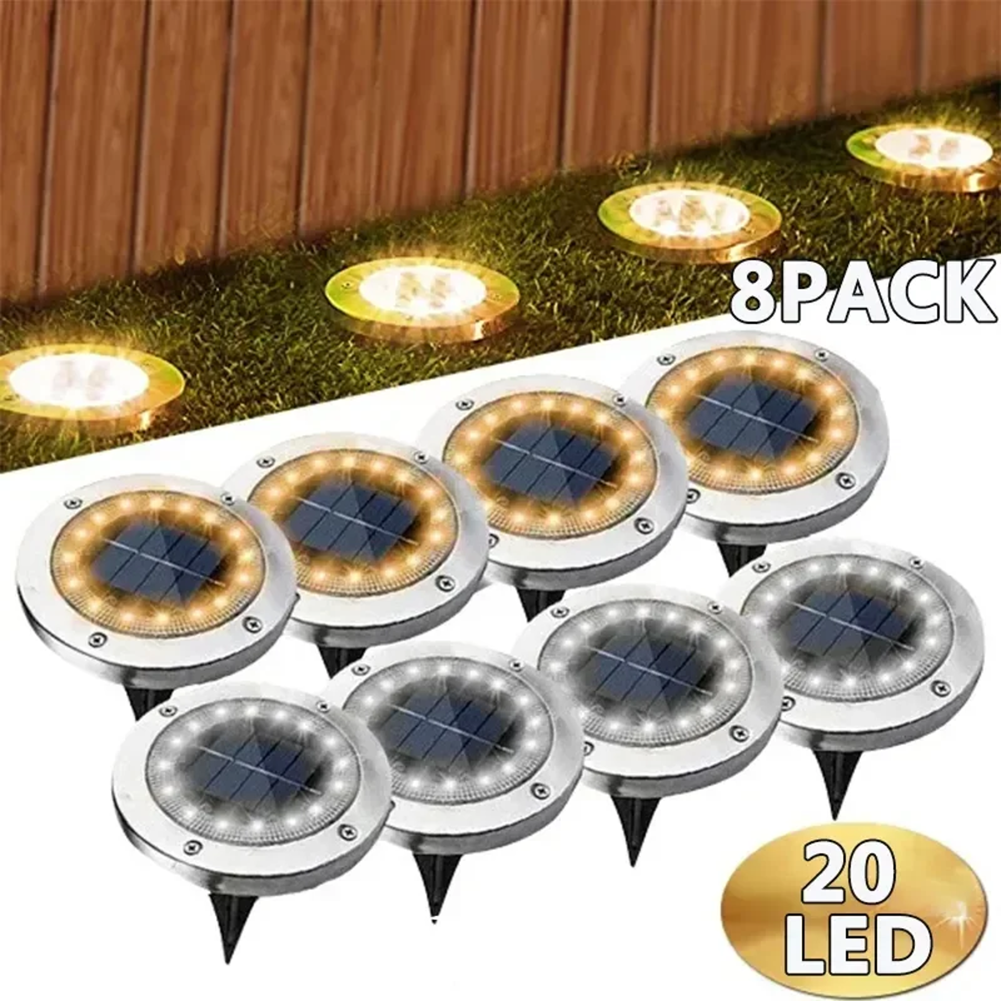 led solar ground lights waterproof outdoor solar pathway lights for garden, lawn & walkways