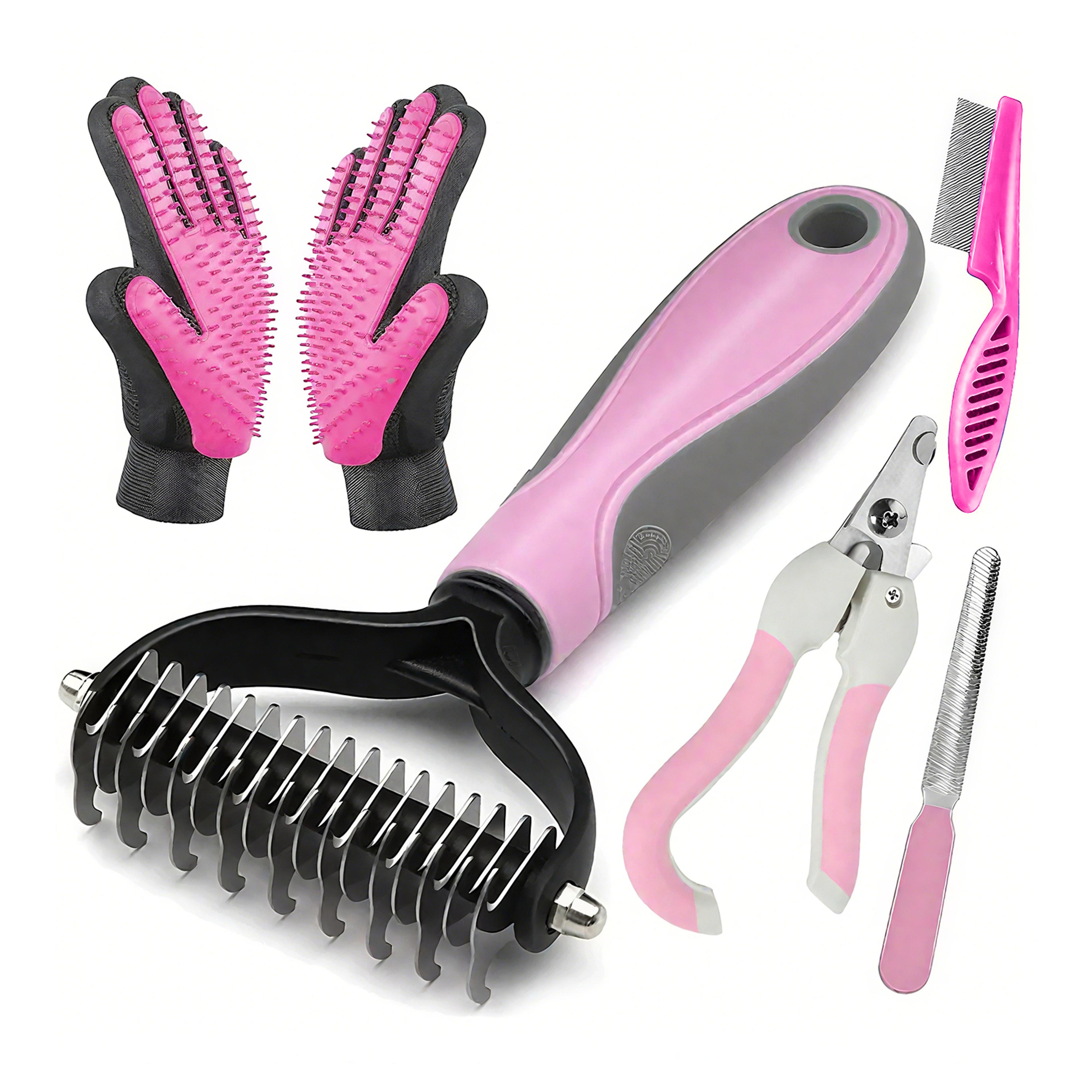 gentle dog deshedding brush & cat grooming brush massage comb for easy pet hair removal